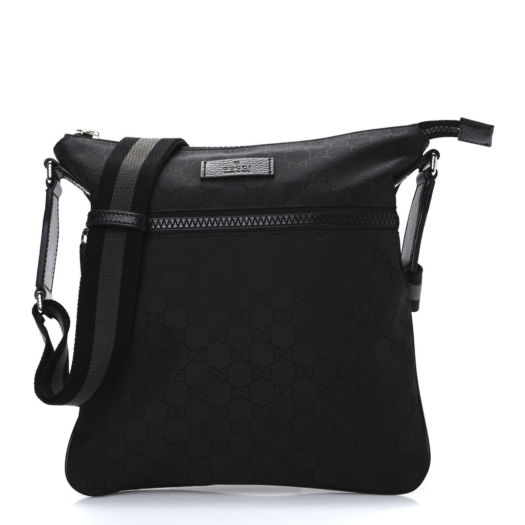 Nylon Monogram Small Flat Messenger Bag Black