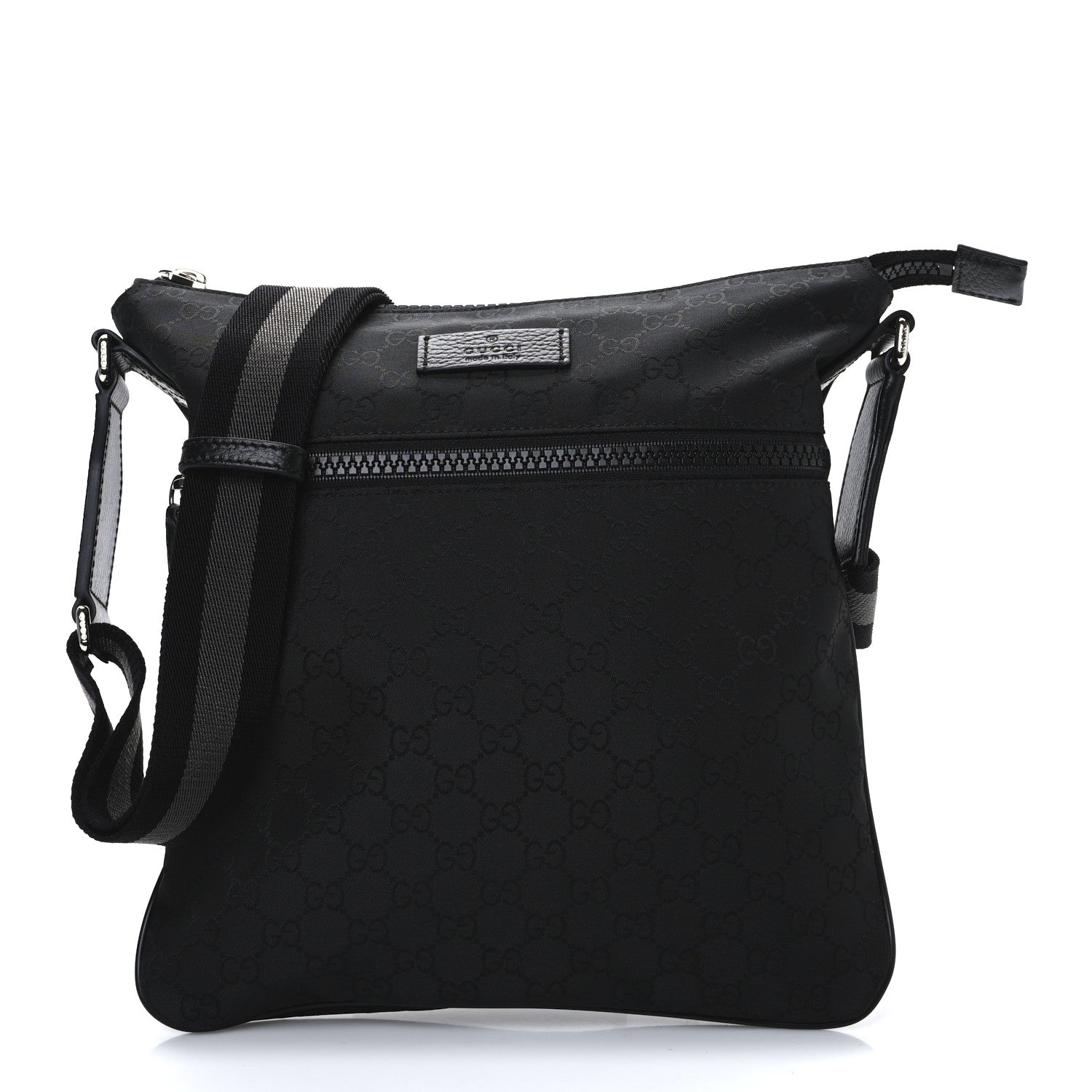 Nylon Monogram Small Flat Messenger Bag Black