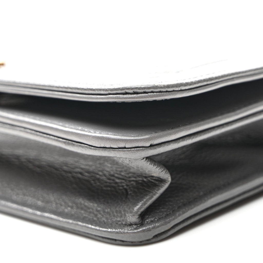 Caviar Quilted Boy Wallet On Chain WOC Grey