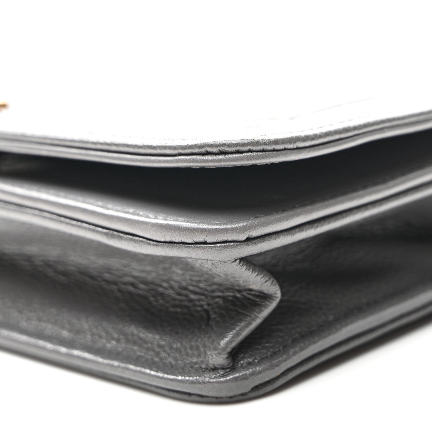 Caviar Quilted Boy Wallet On Chain WOC Grey