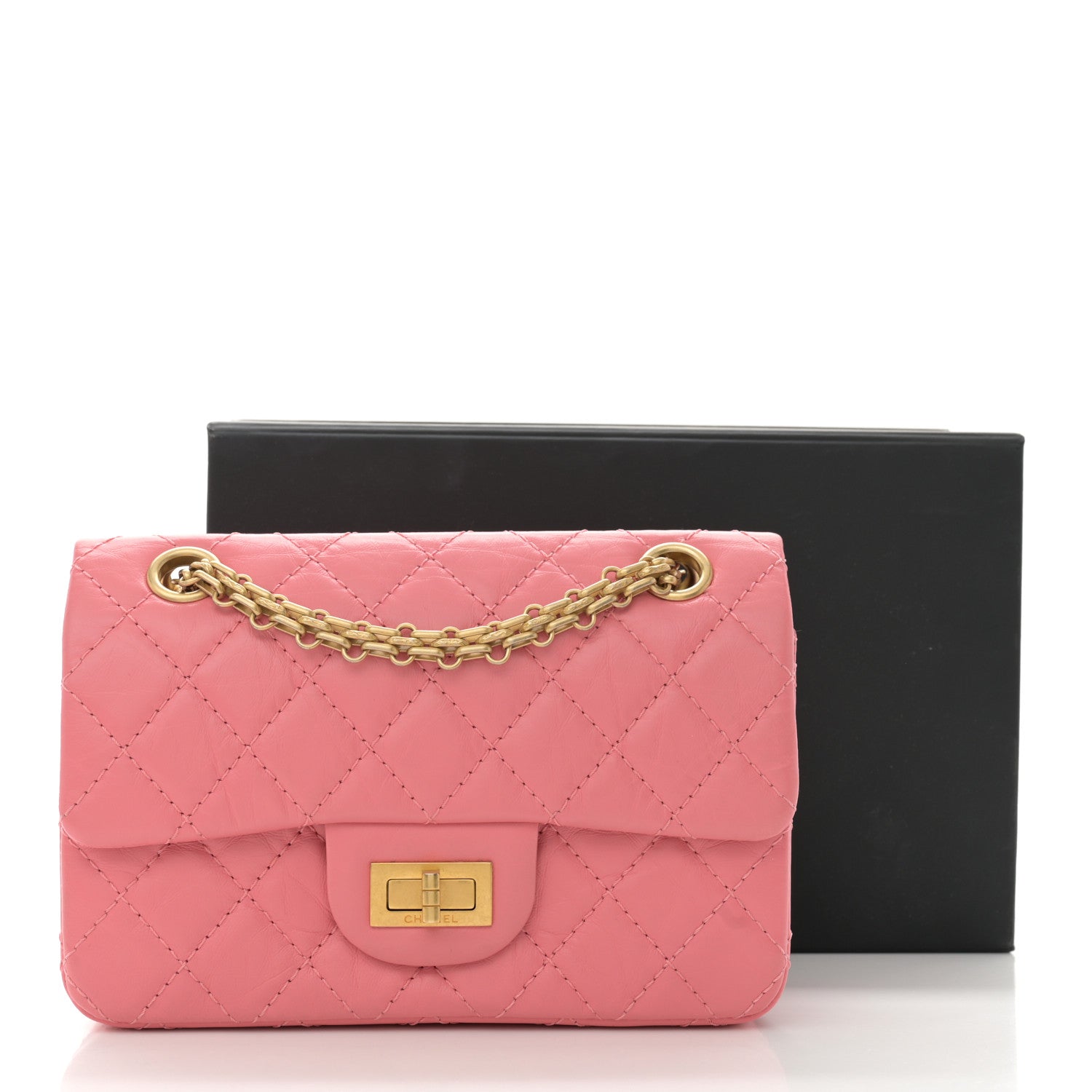 Aged Calfskin Quilted 2.55 Reissue Mini Flap Pink