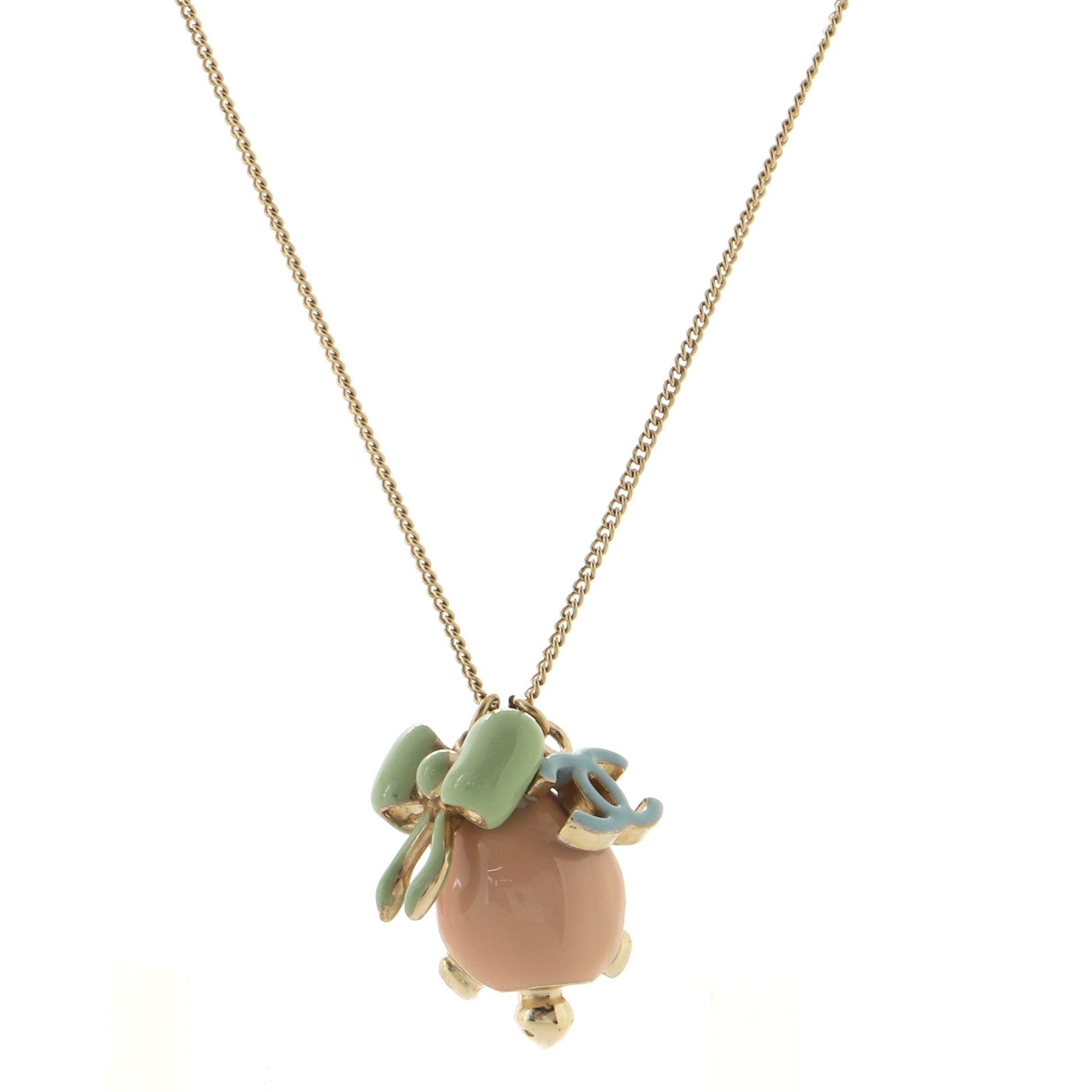 CC Turtle Ribbon Necklace Enamel and Metal
