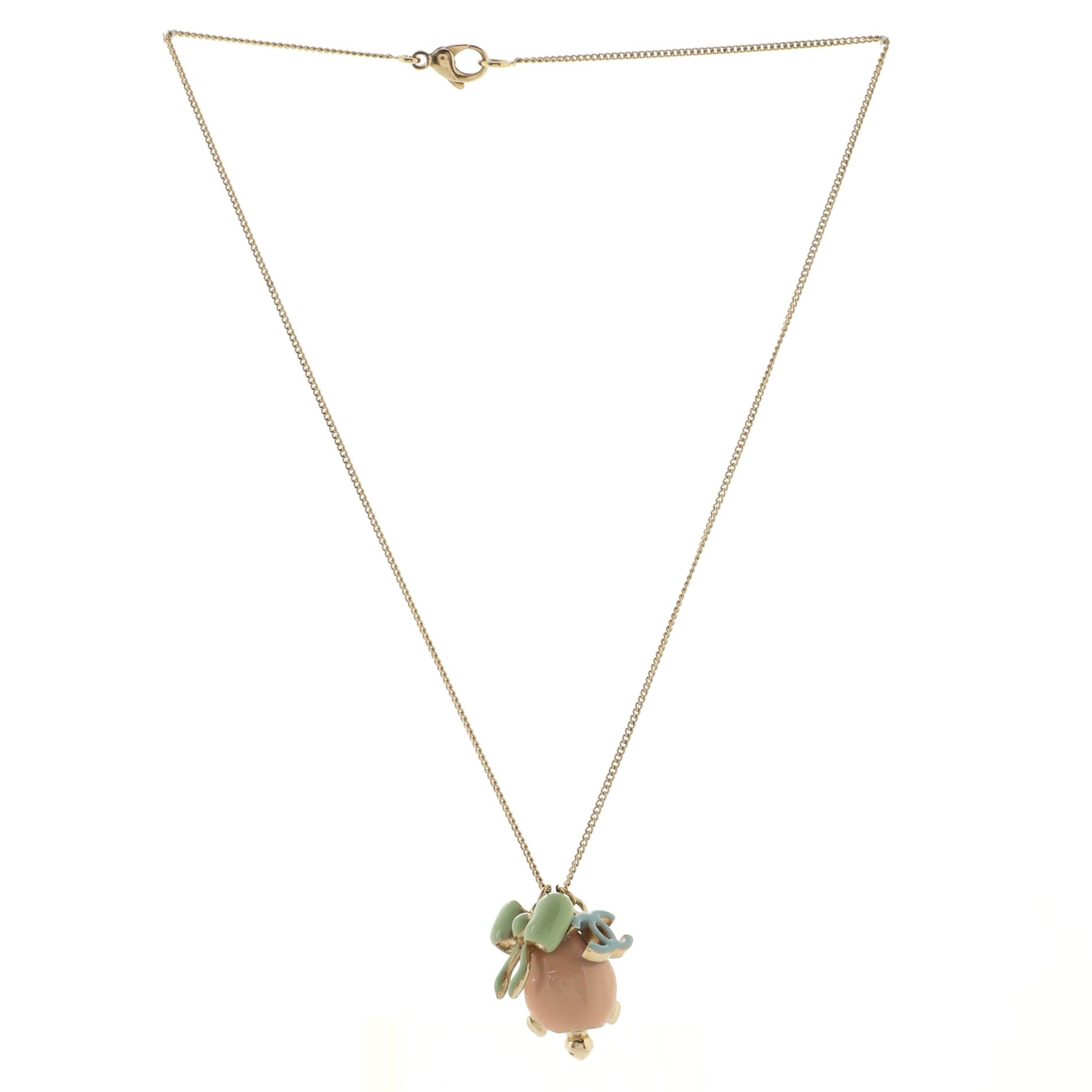 CC Turtle Ribbon Necklace Enamel and Metal