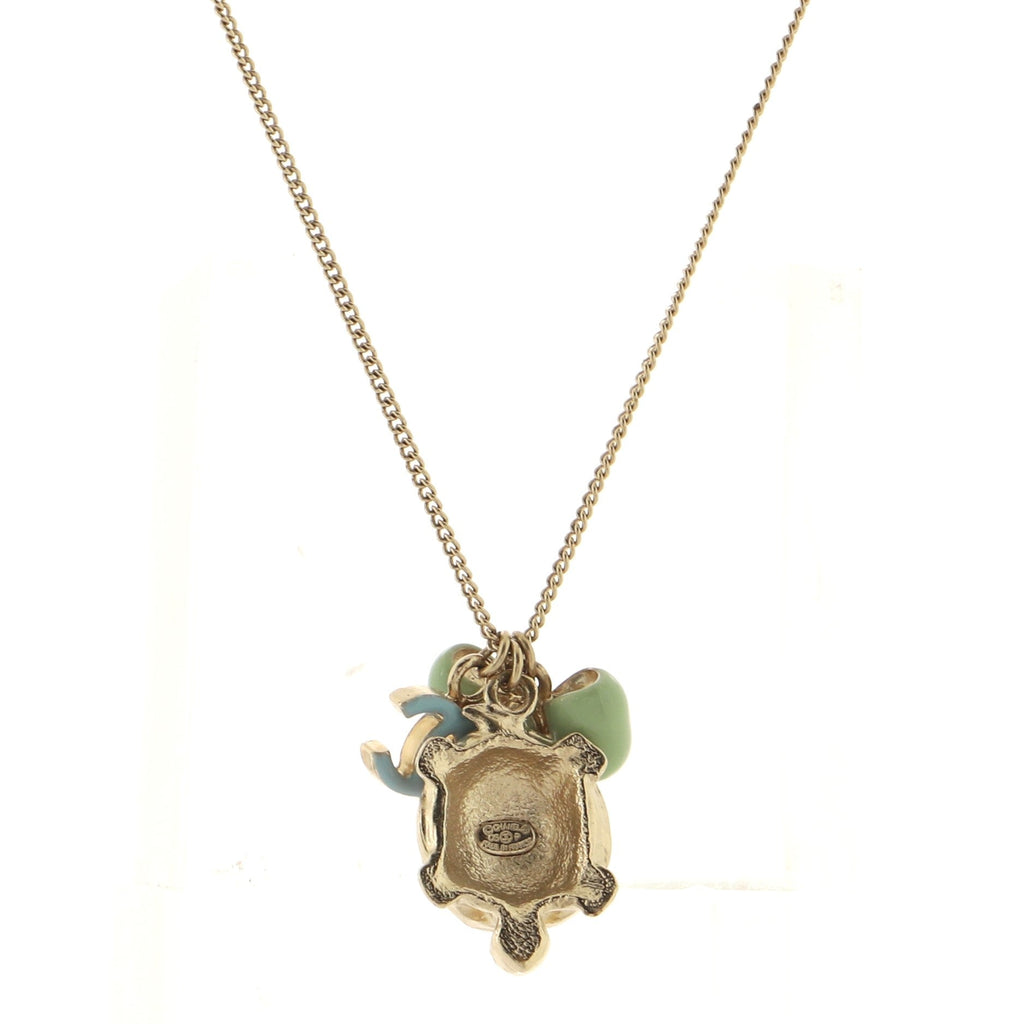 CC Turtle Ribbon Necklace Enamel and Metal