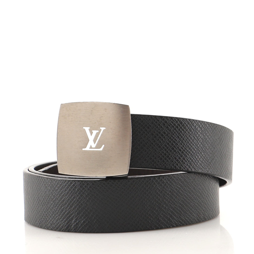 LV Cut Belt Taiga Leather Thin 85