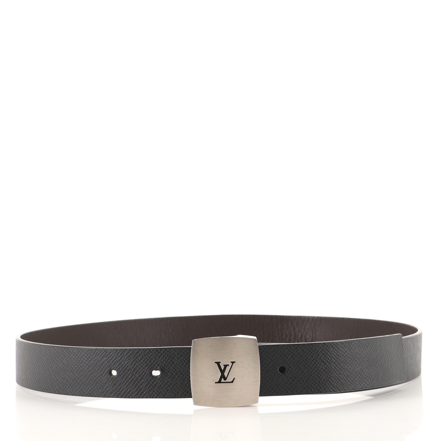LV Cut Belt Taiga Leather Thin 85