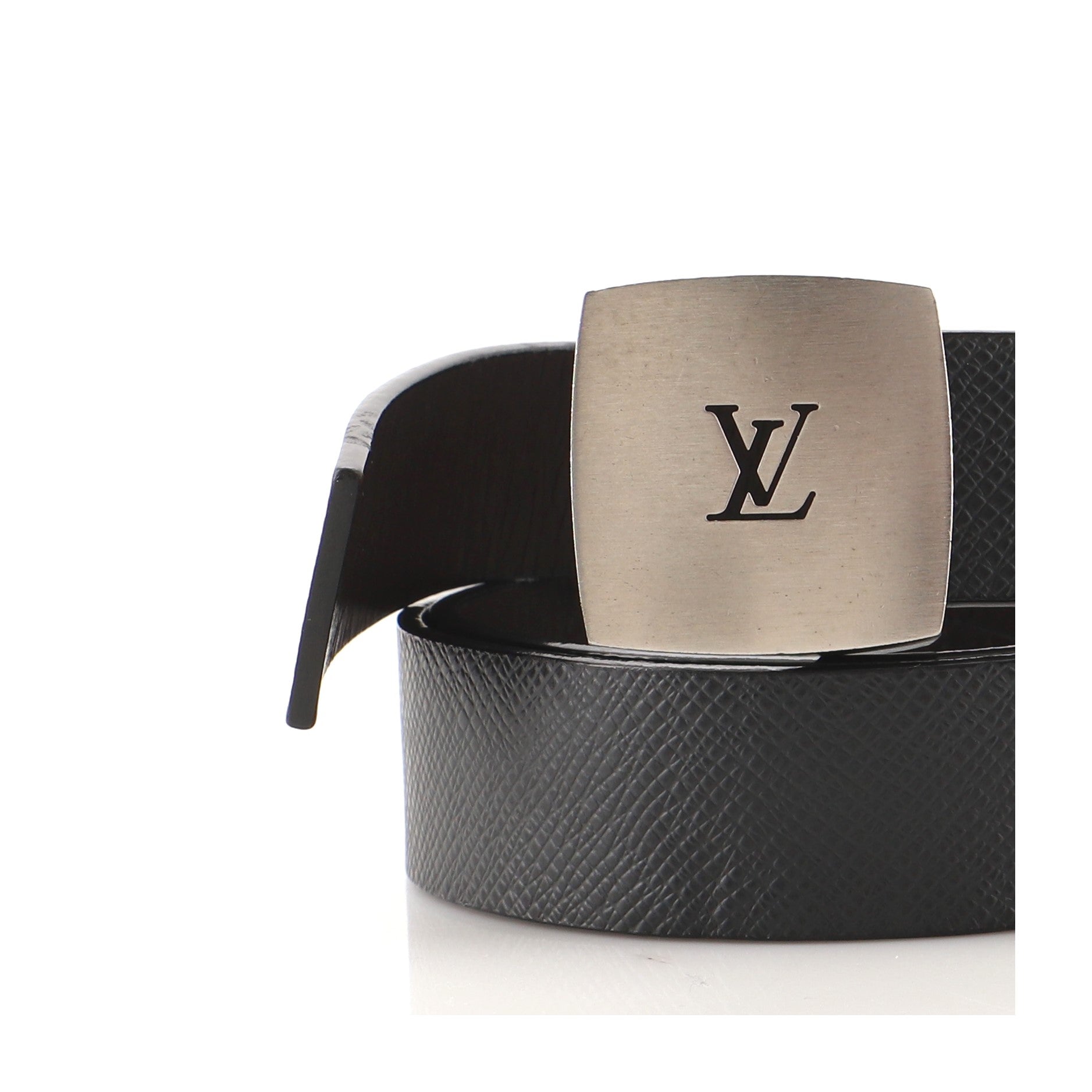 LV Cut Belt Taiga Leather Thin 85