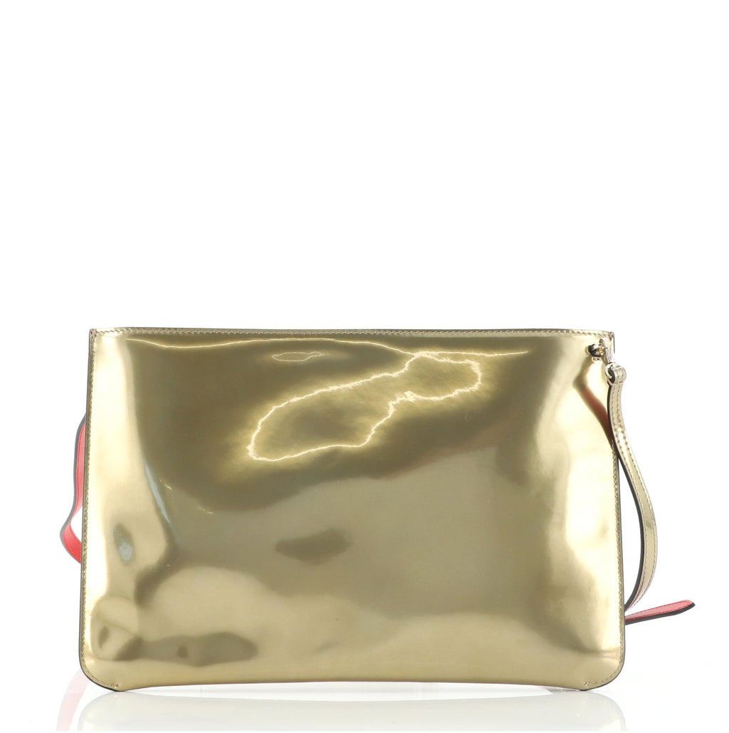 Loubiclutch Embellished Printed Satin with Patent