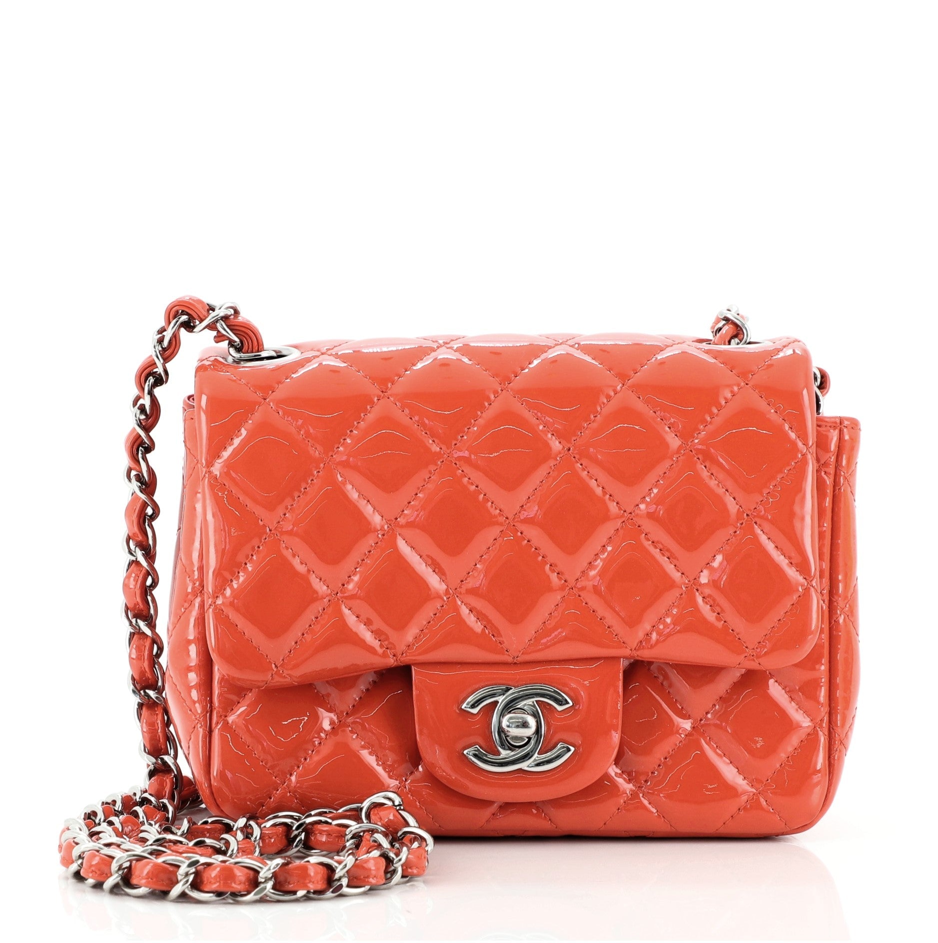 Square Classic Single Flap Bag Quilted Patent Mini