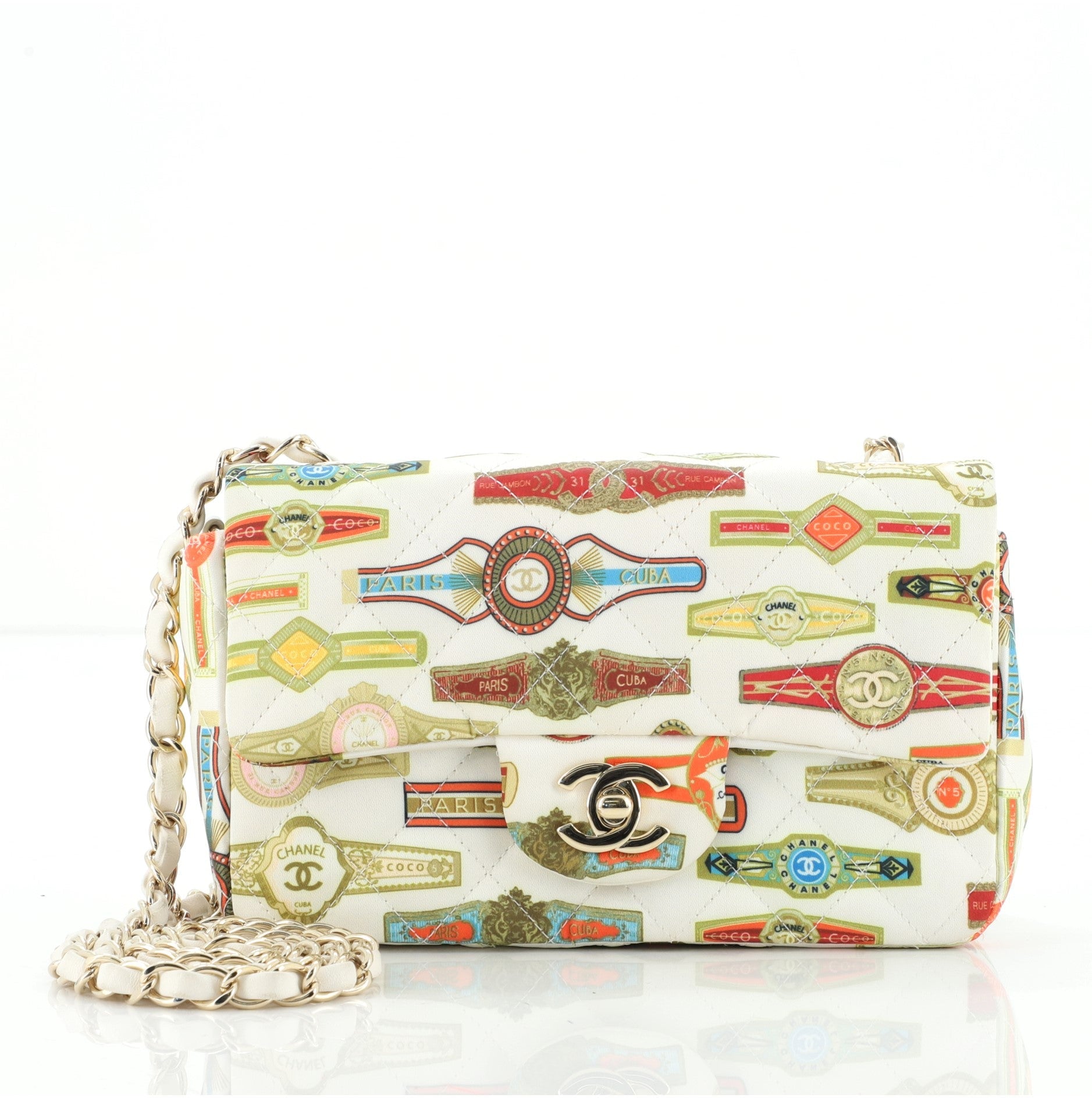 Cuba Classic Single Flap Bag Quilted Printed Satin Mini