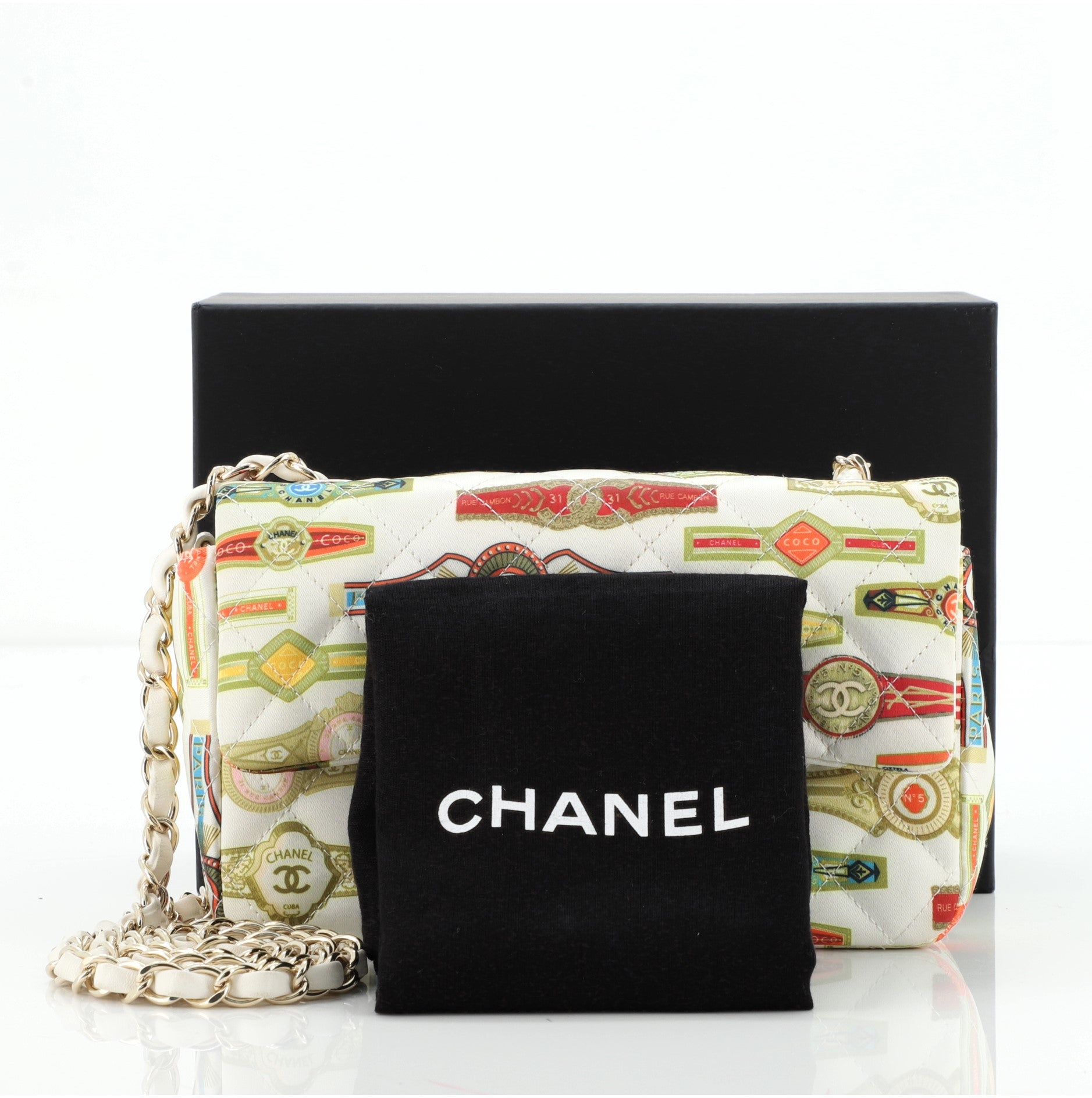 Cuba Classic Single Flap Bag Quilted Printed Satin Mini
