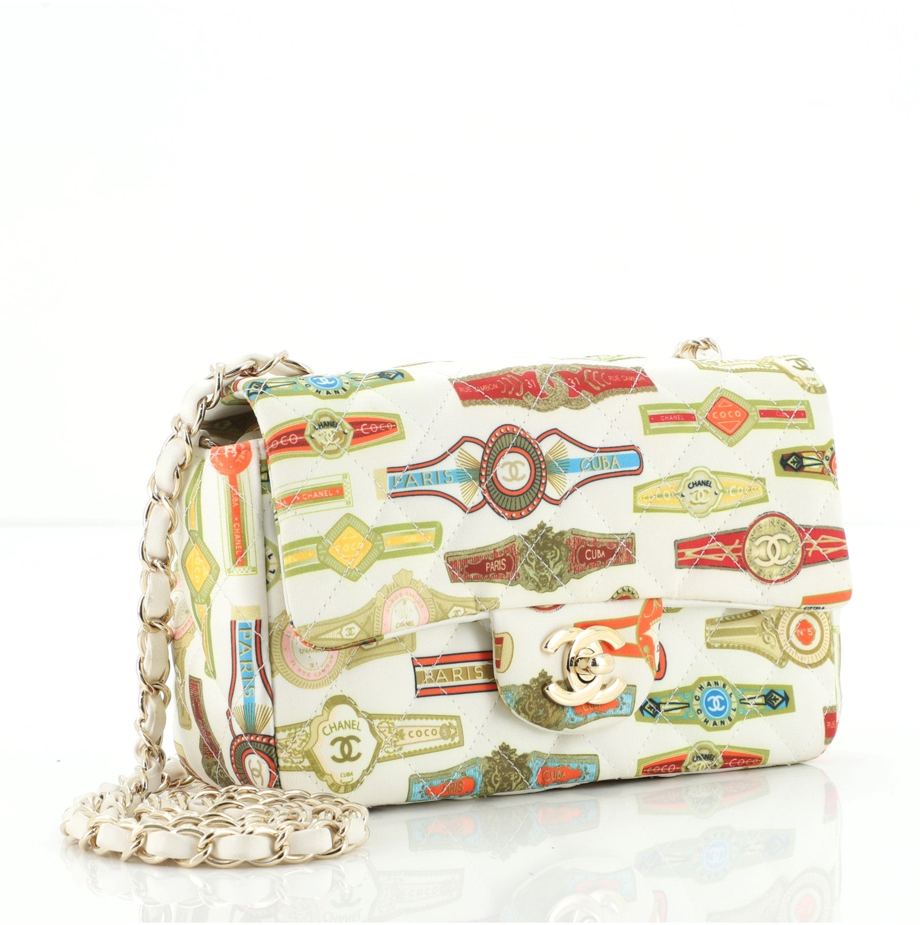 Cuba Classic Single Flap Bag Quilted Printed Satin Mini