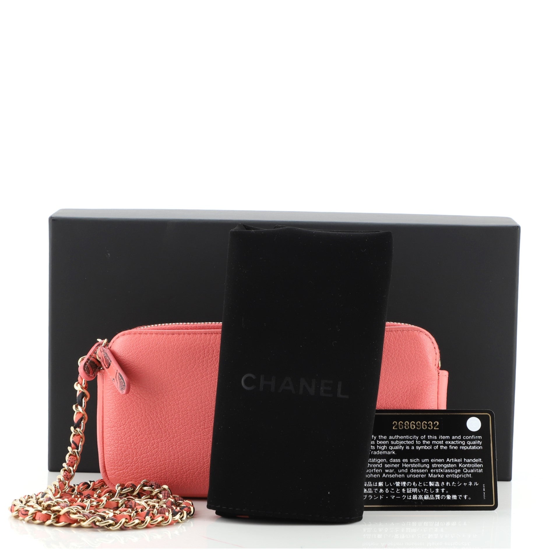 Double Zip Clutch with Chain Goatskin