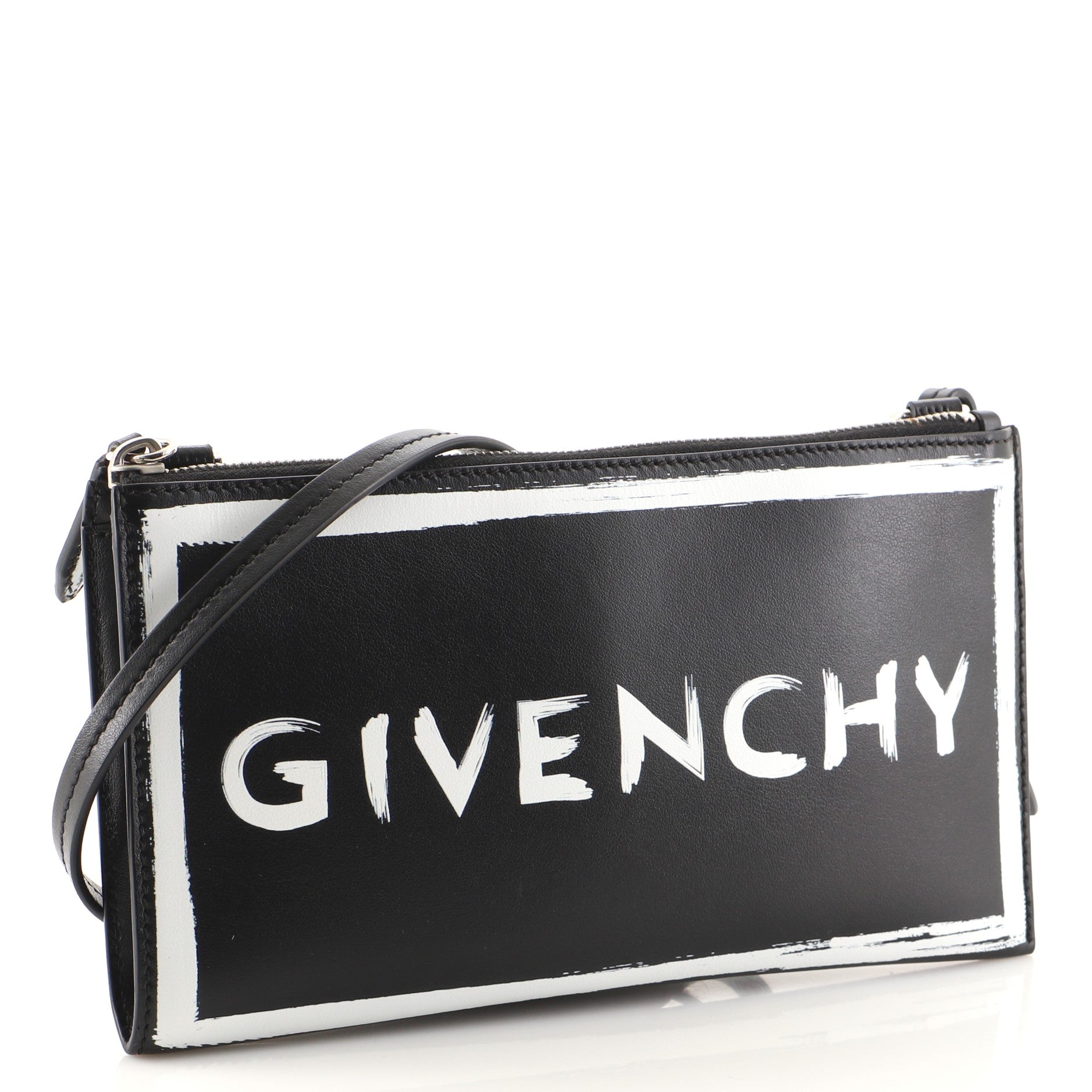 Graffiti Clutch with Strap Printed Leather