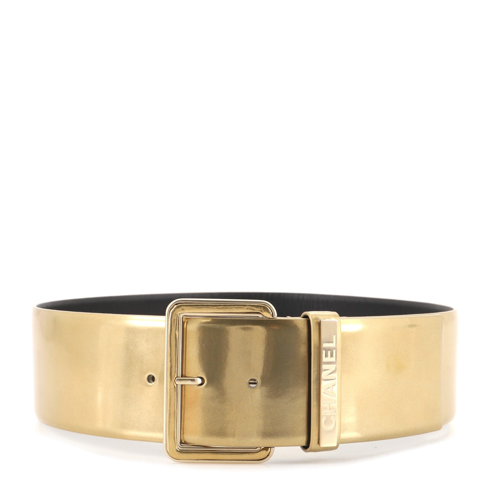 Metal Logo Belt Leather Wide 75