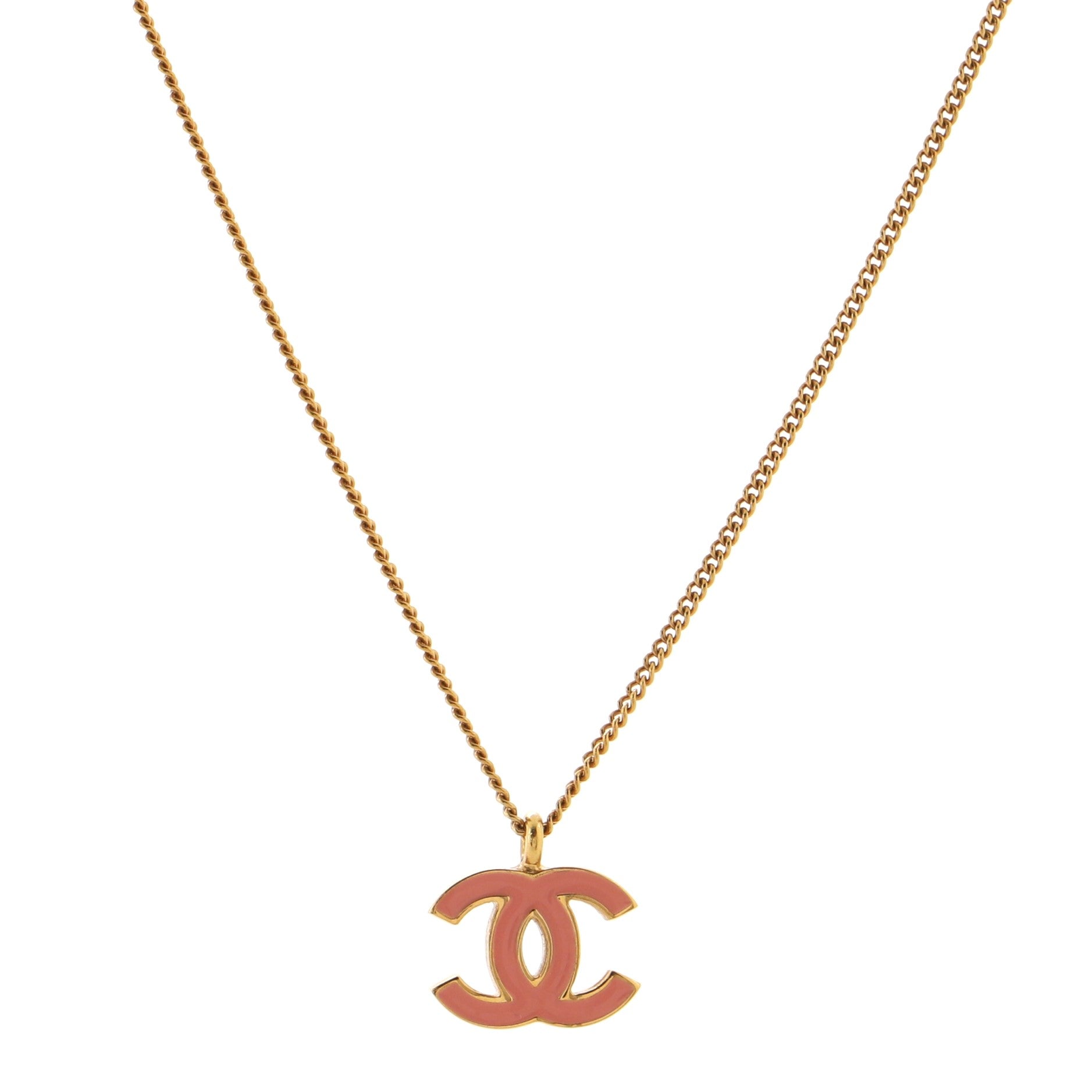 CC Pendant Necklace Metal with Enamel