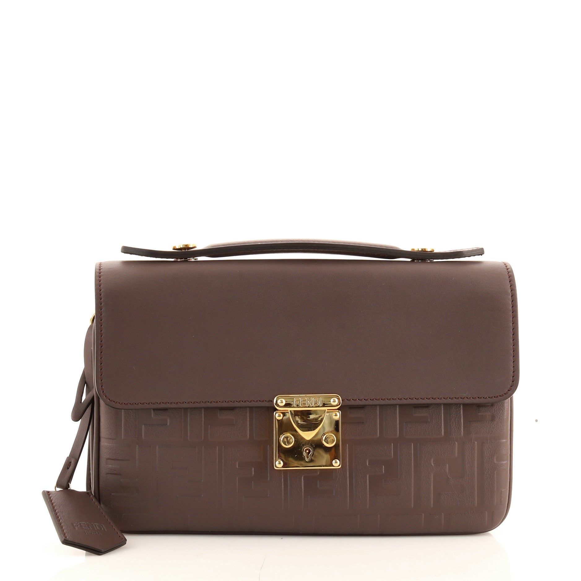 Logo Clutch Embossed Leather