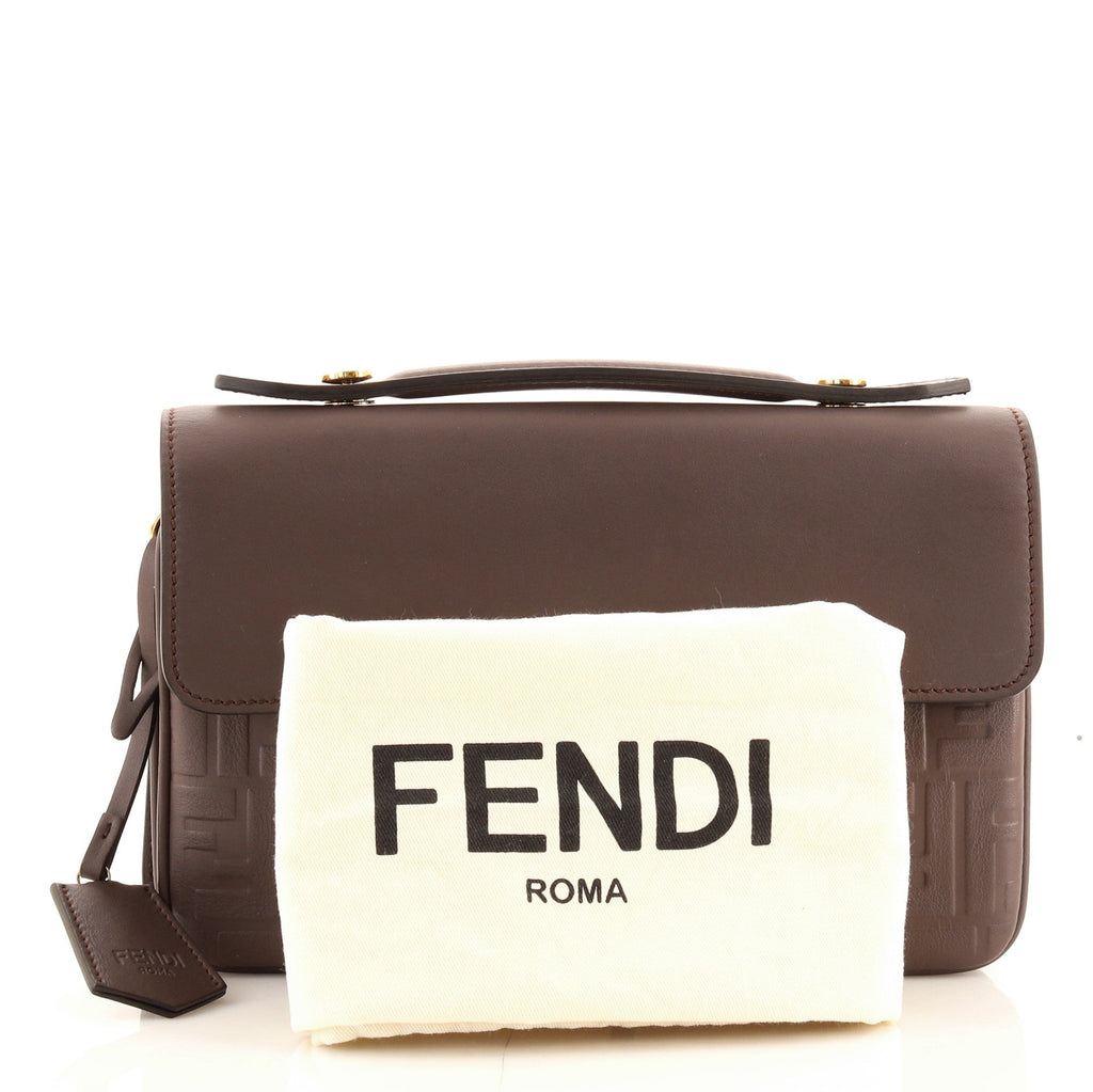Logo Clutch Embossed Leather