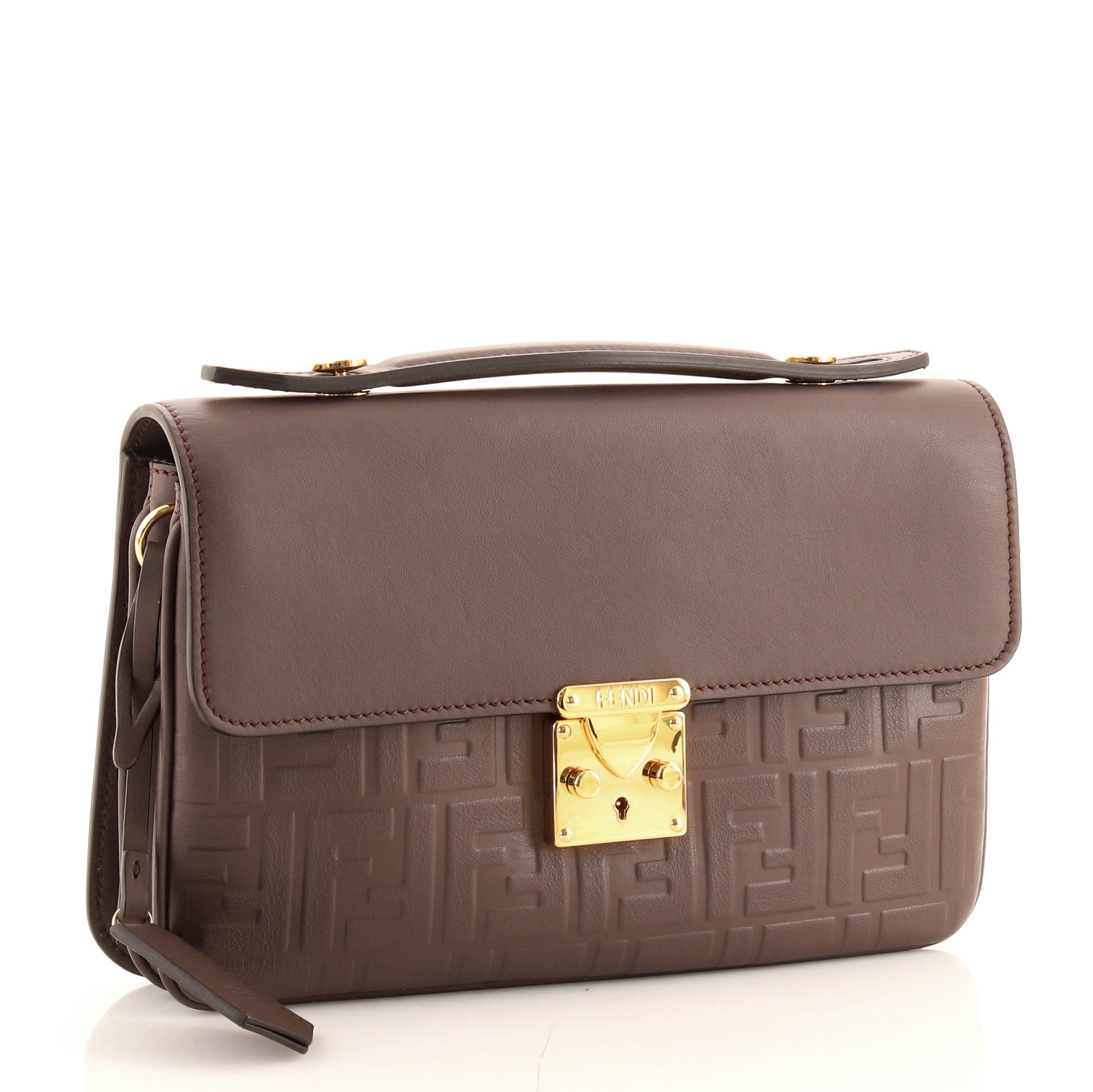 Logo Clutch Embossed Leather