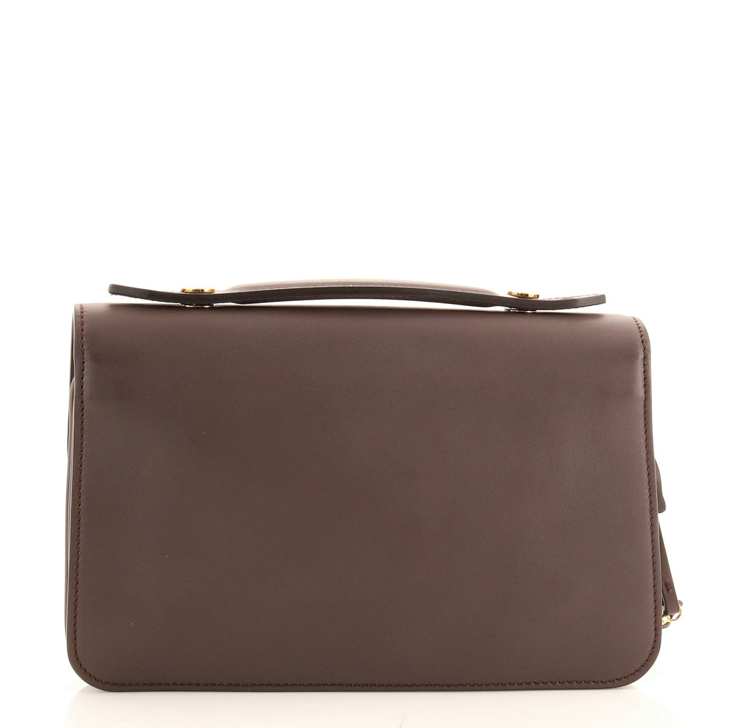 Logo Clutch Embossed Leather