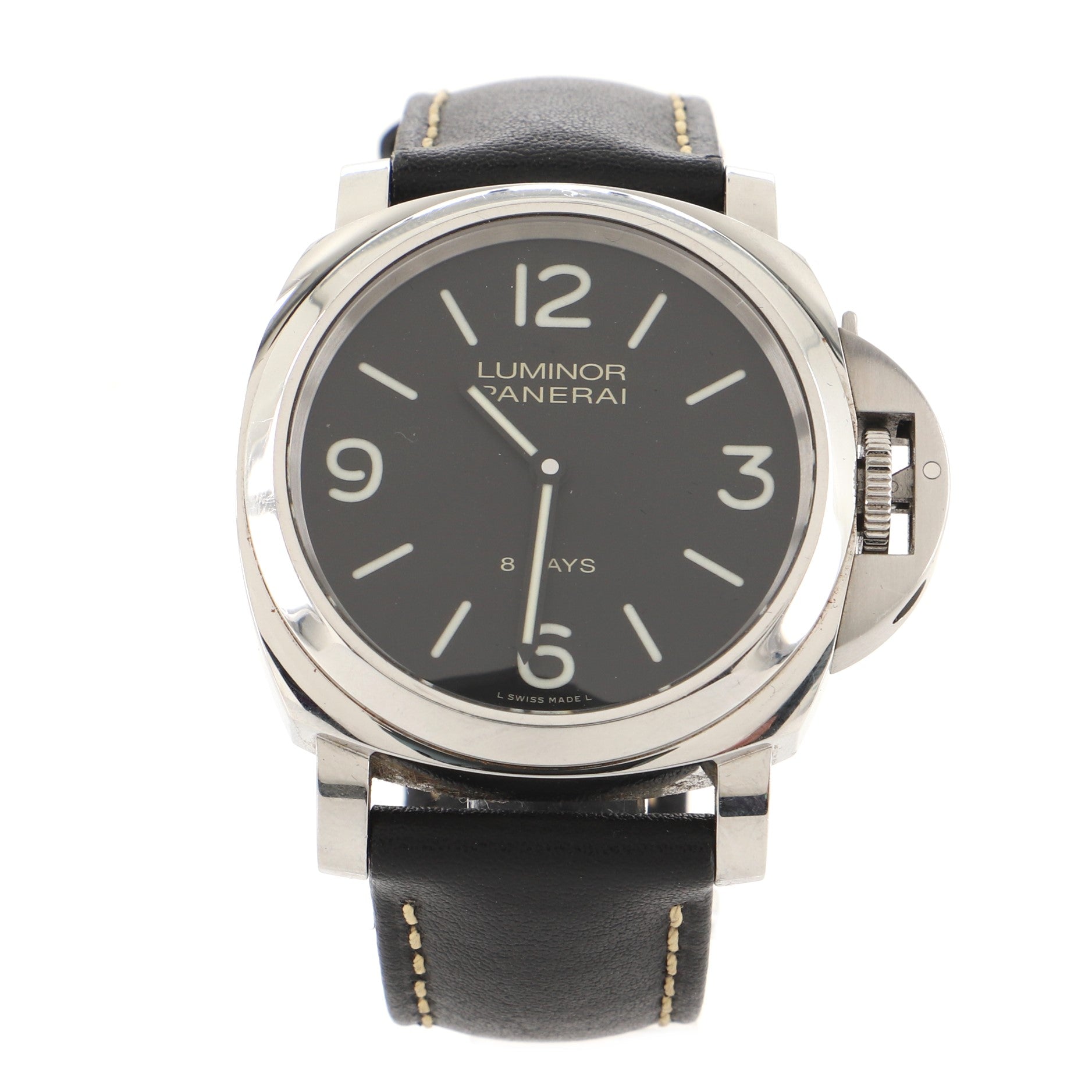 Luminor Base 8 Days Acciaio Manual Watch Stainless Steel and Leather 44