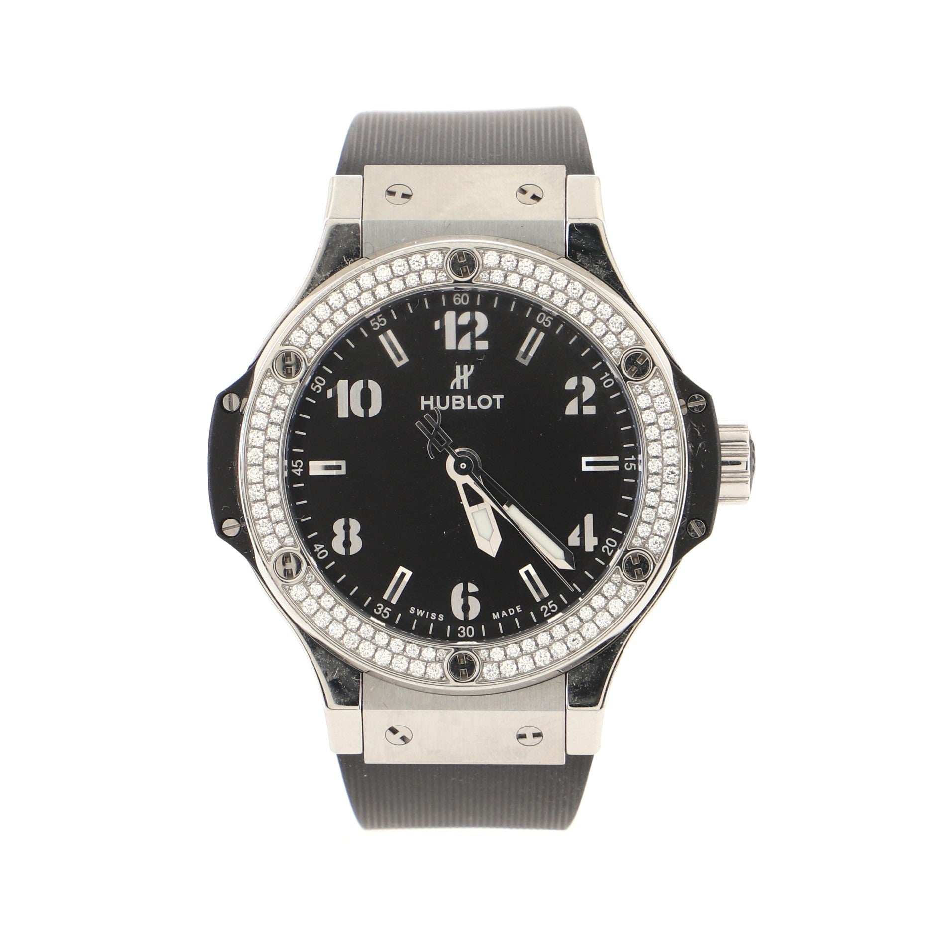 Big Bang Quartz Watch Stainless Steel and Rubber with Diamond Bezel 38
