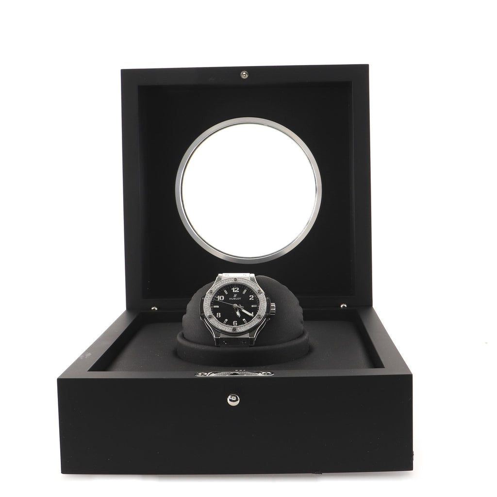 Big Bang Quartz Watch Stainless Steel and Rubber with Diamond Bezel 38