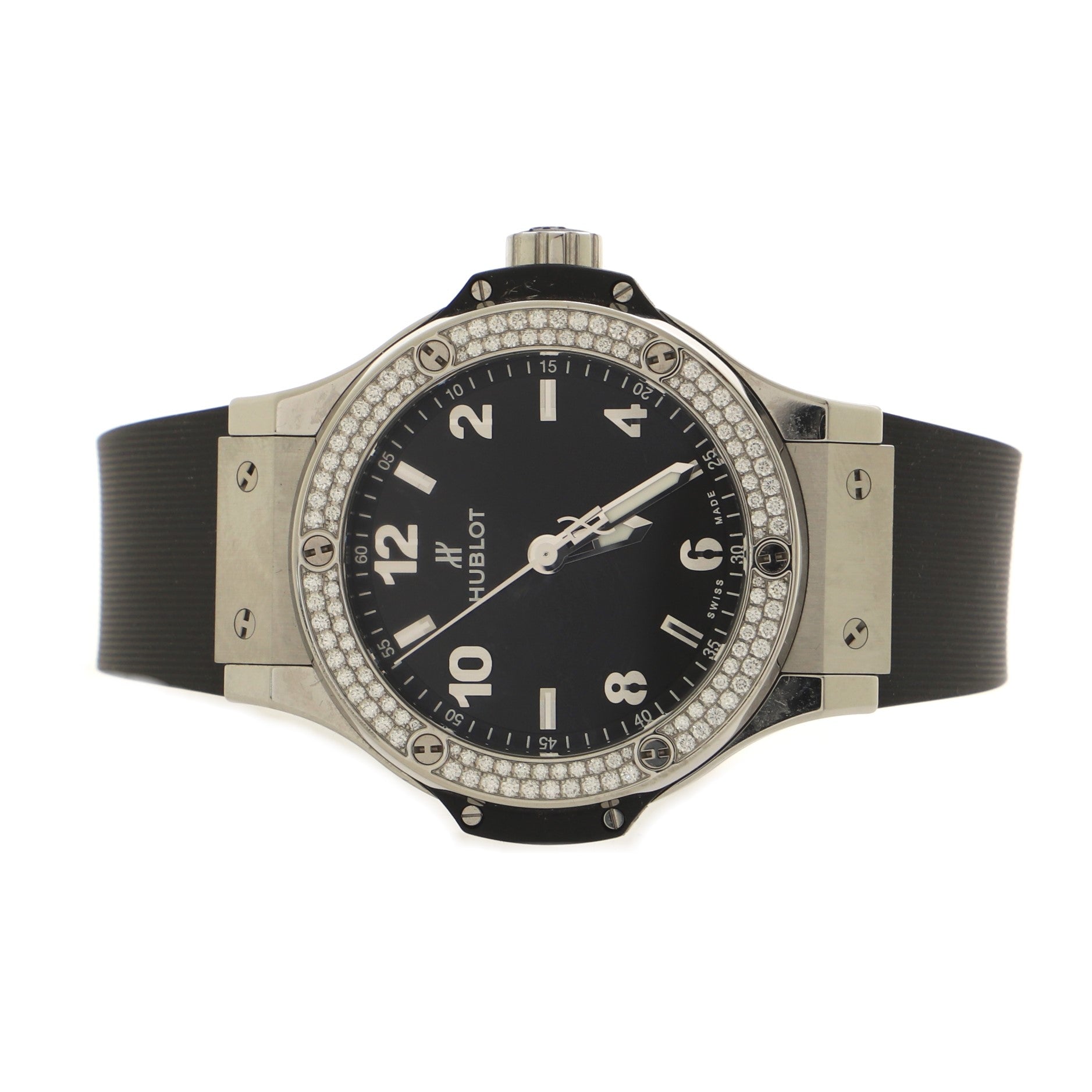 Big Bang Quartz Watch Stainless Steel and Rubber with Diamond Bezel 38