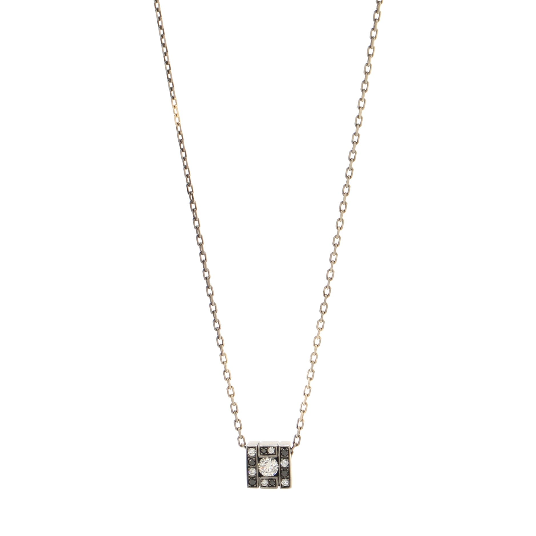 Belle Epoque Square Pendant Necklace 18K White Gold and Diamonds