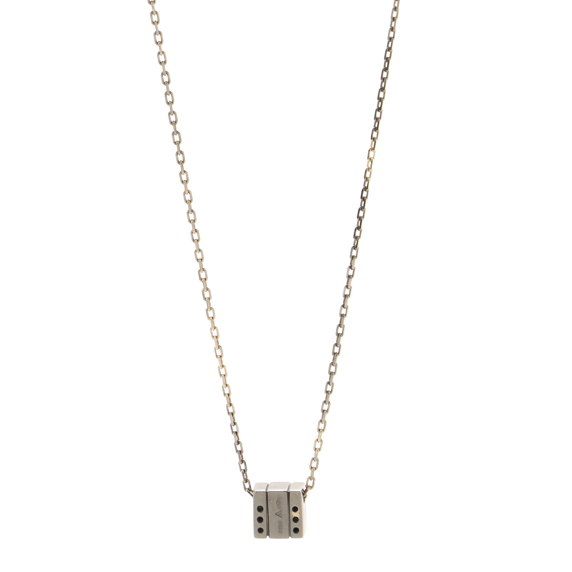 Belle Epoque Square Pendant Necklace 18K White Gold and Diamonds