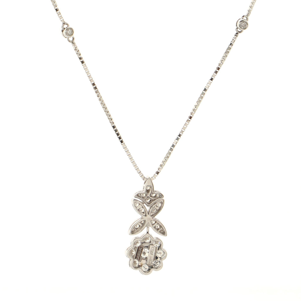 Flower Pendant Necklace 18K White Gold and Diamonds