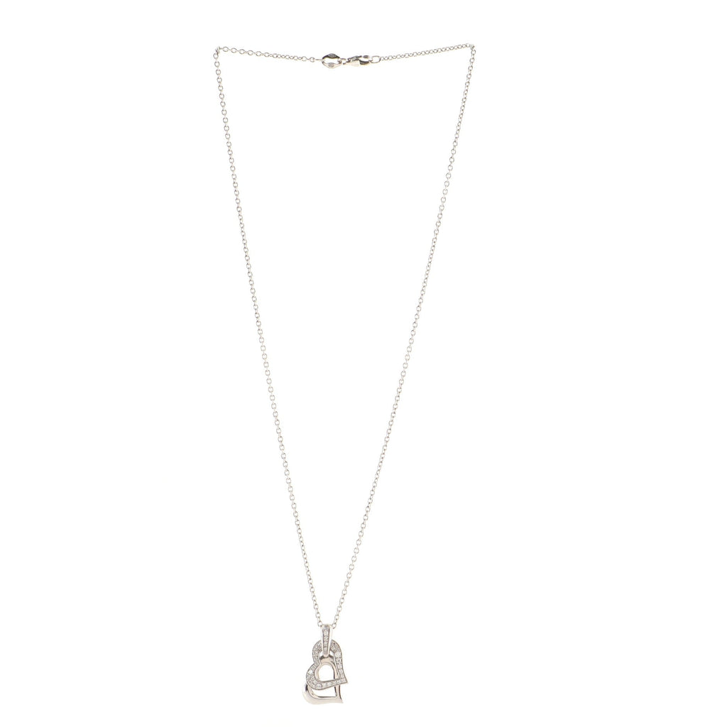 Limelight Double Hearts Pendant Necklace 18K White Gold with Diamonds
