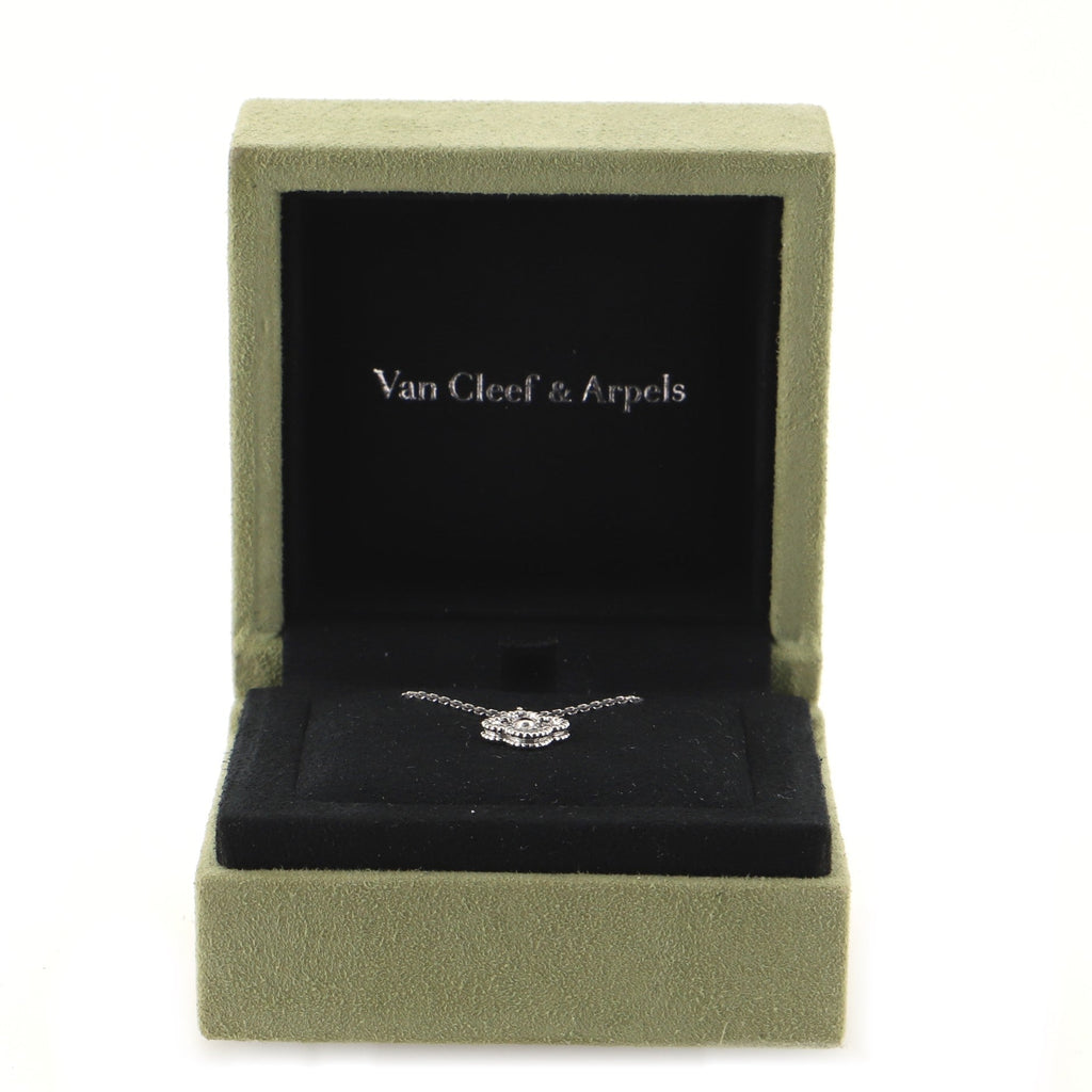 Sweet Alhambra Pendant Necklace 18K White Gold with Diamonds
