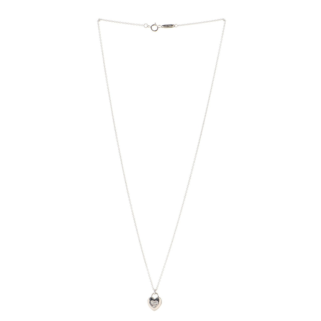 Heart Motif 3 Stone Pendant Necklace 18K White Gold with Diamonds