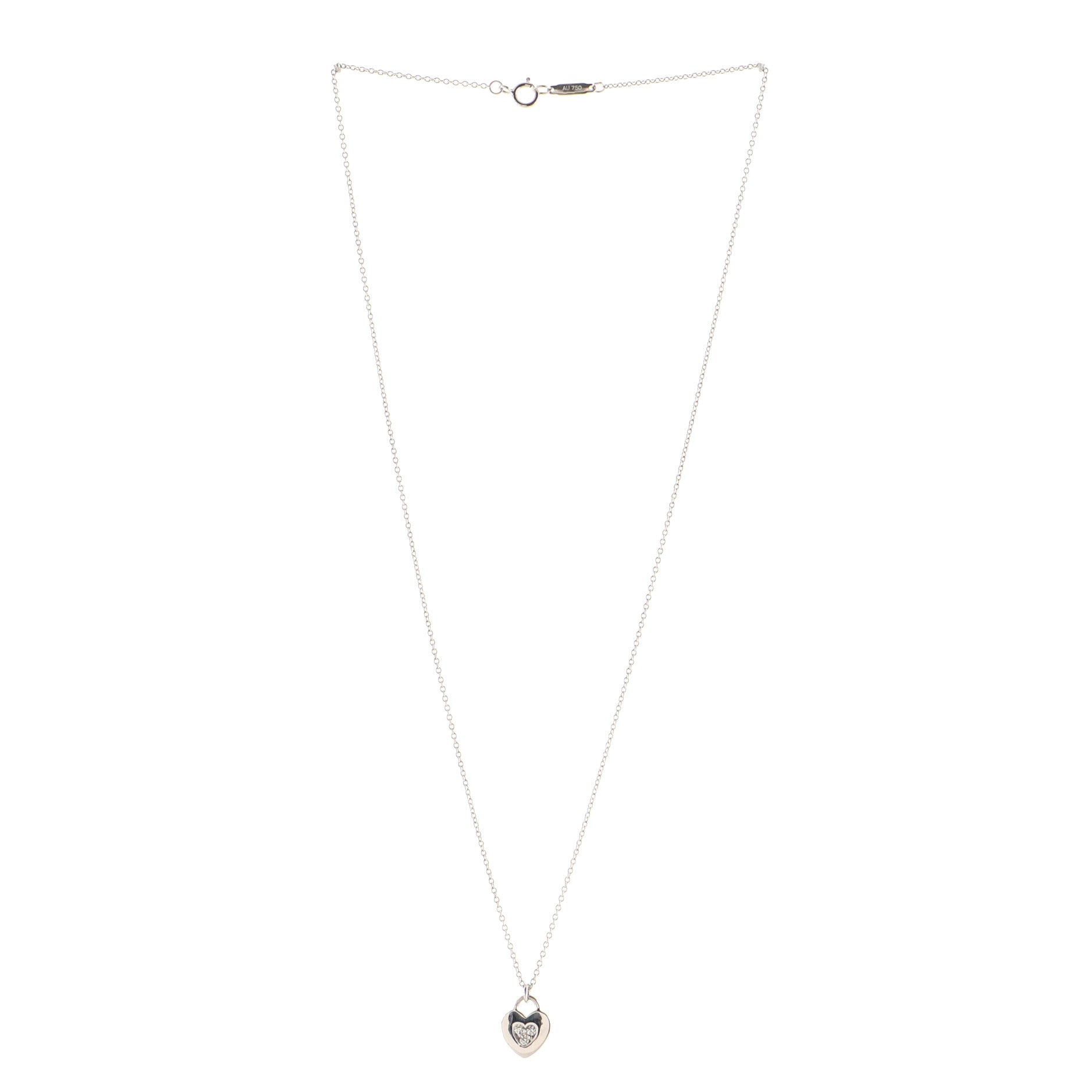 Heart Motif 3 Stone Pendant Necklace 18K White Gold with Diamonds
