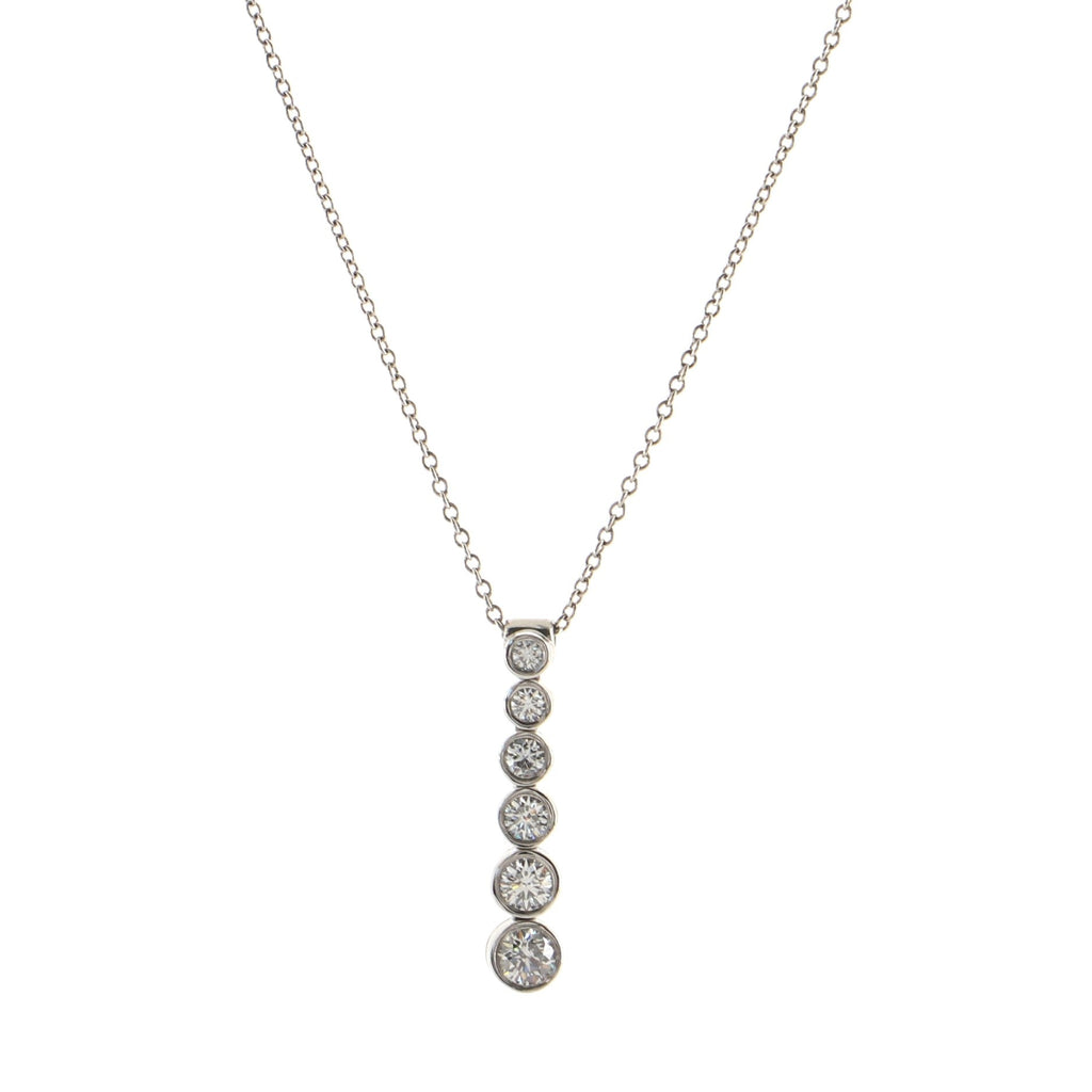 Jazz Graduated Drop Pendant Necklace Platinum and Diamonds