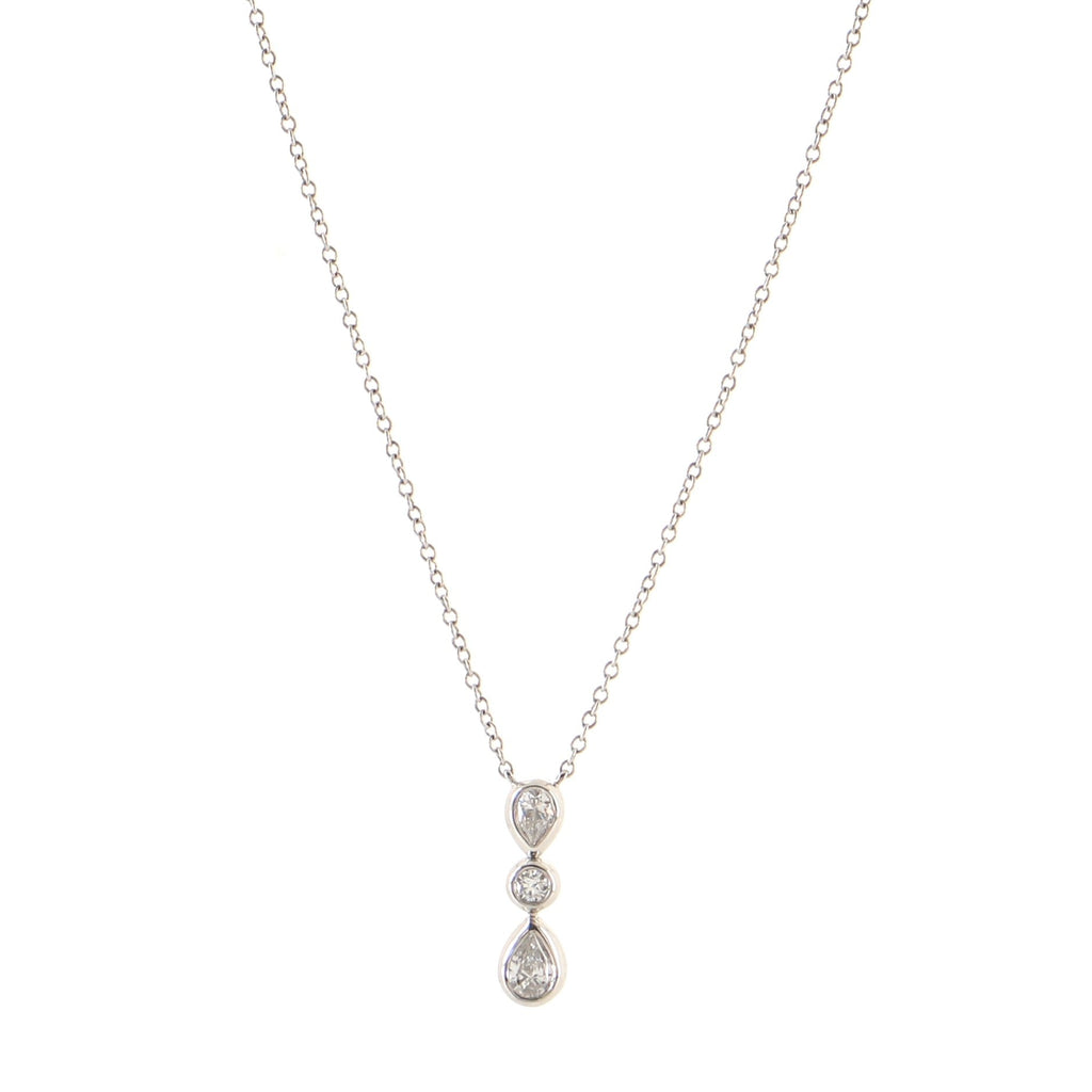 Drop Pendant Necklace Platinum and Diamonds