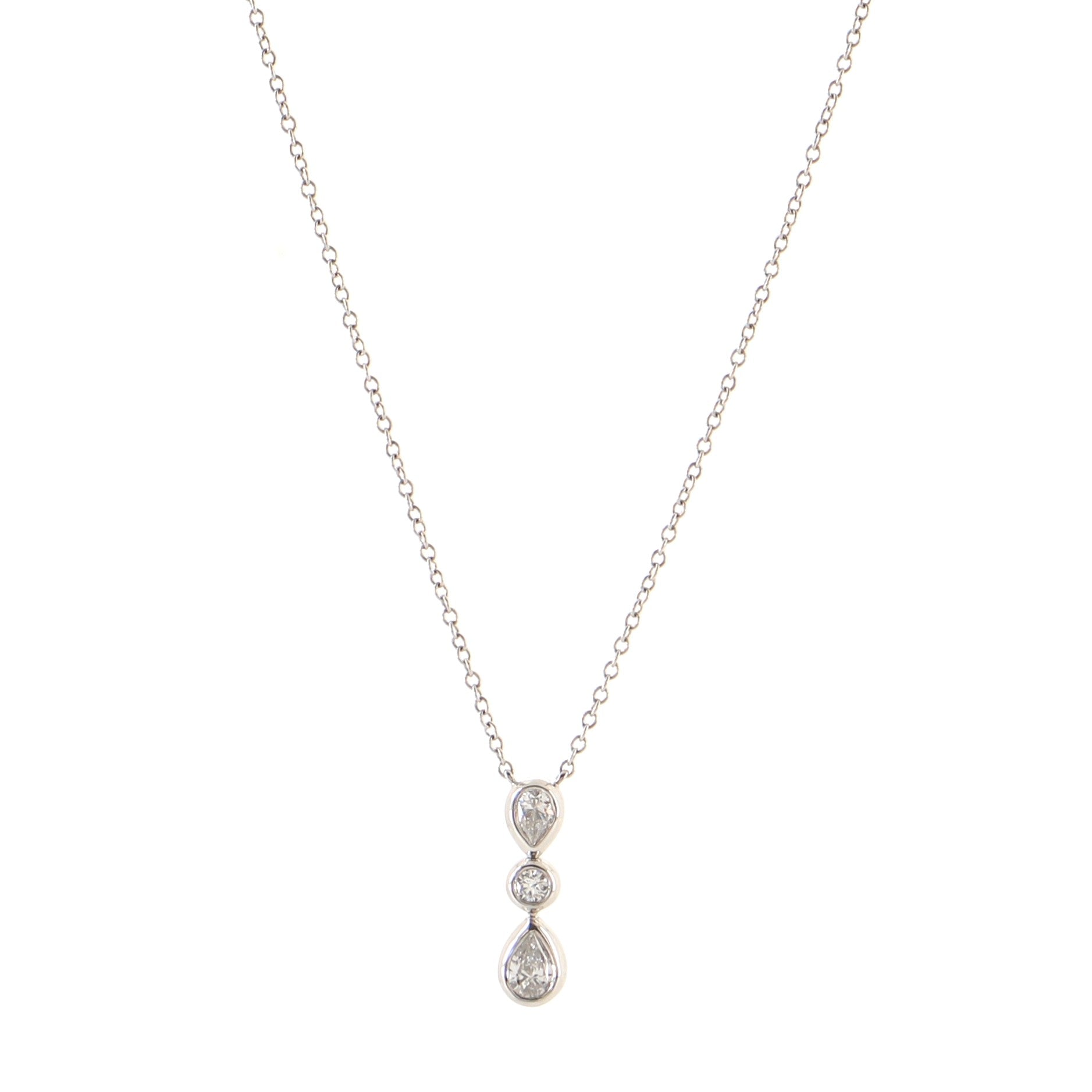 Drop Pendant Necklace Platinum and Diamonds