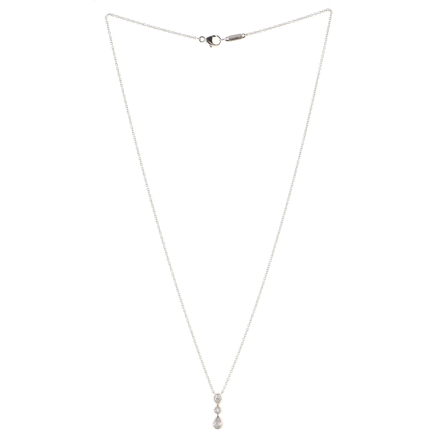 Drop Pendant Necklace Platinum and Diamonds