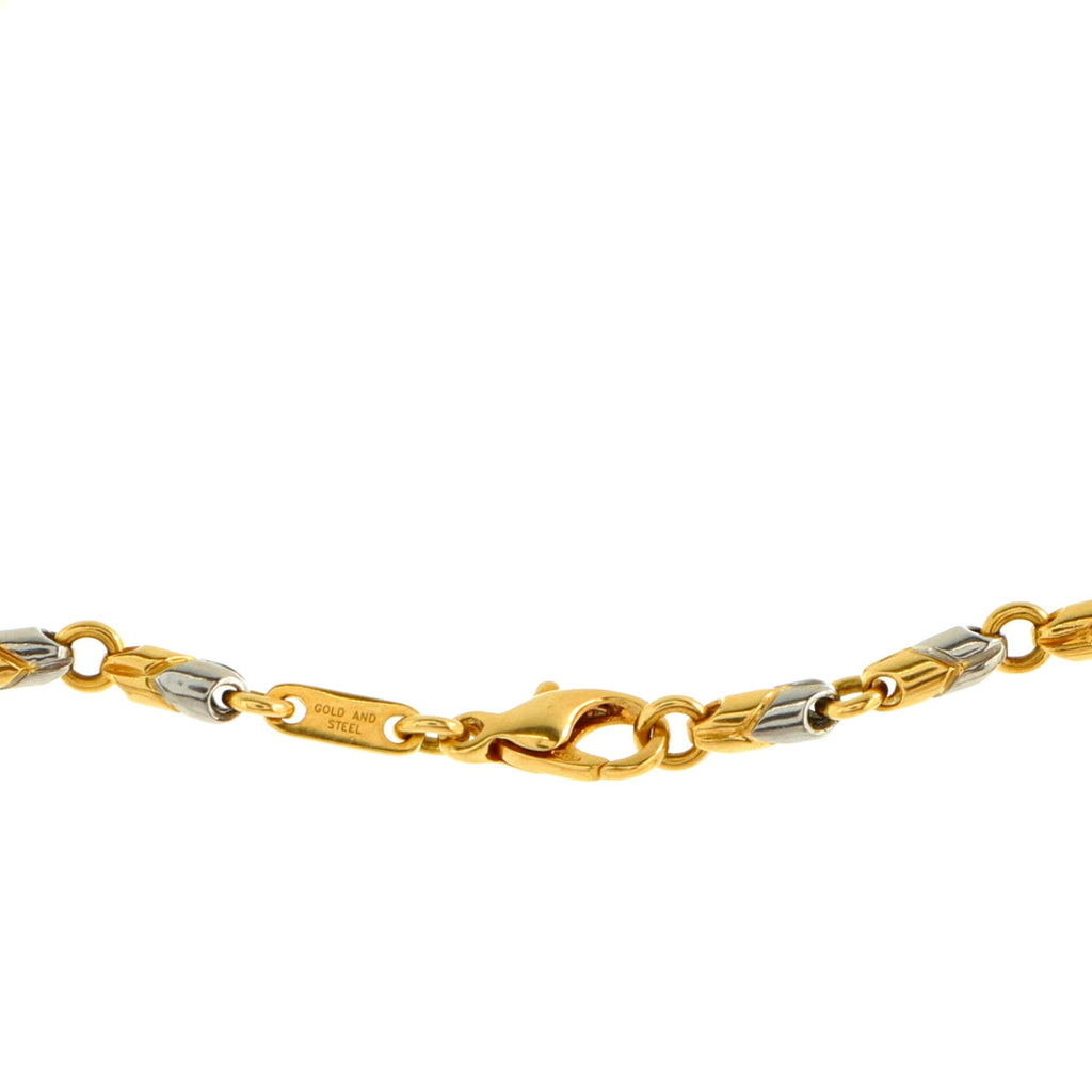 Passo Doppio Necklace 18K Yellow Gold and Stainless Steel