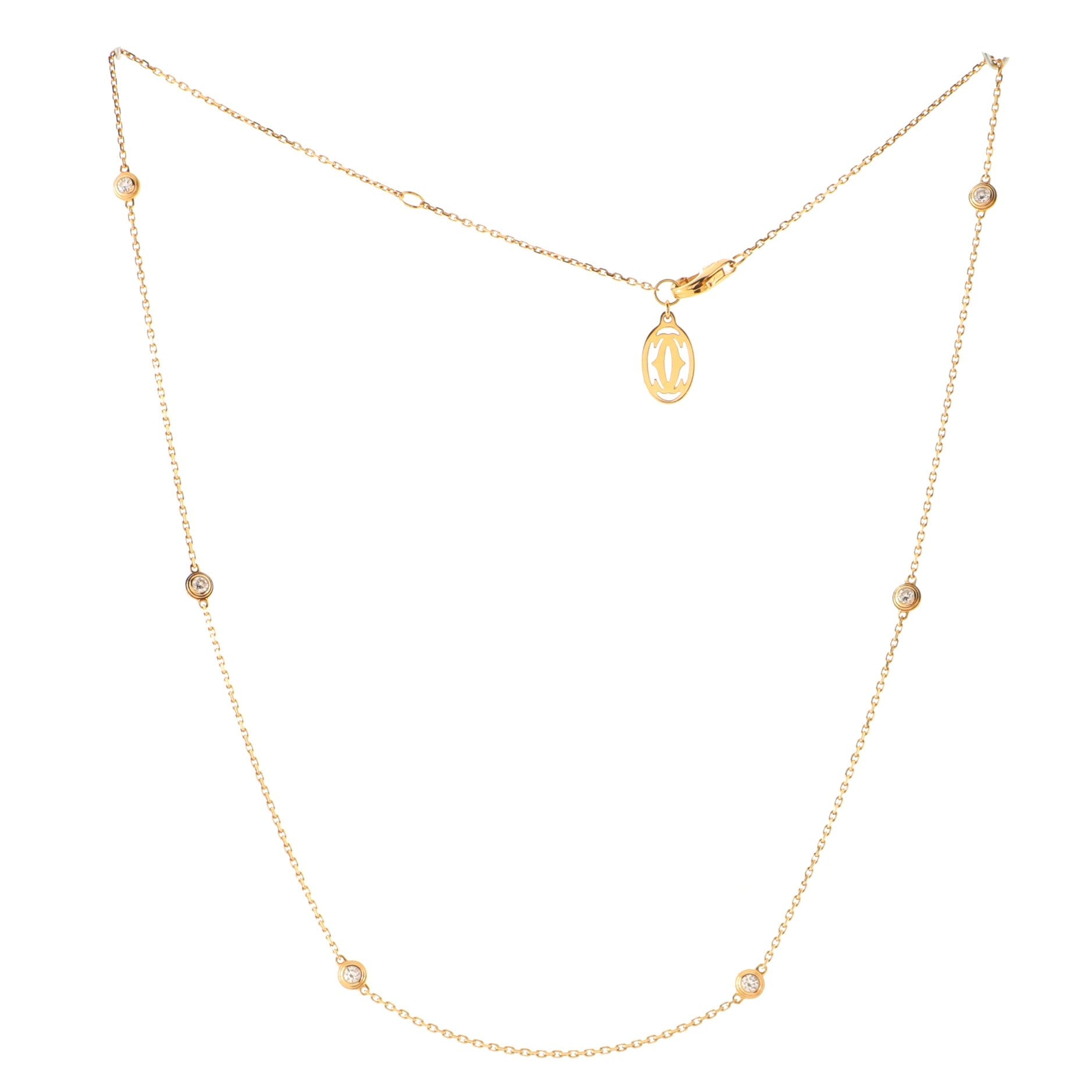 6 Diamond Diamants Legers Necklace 18K Yellow Gold with Diamonds
