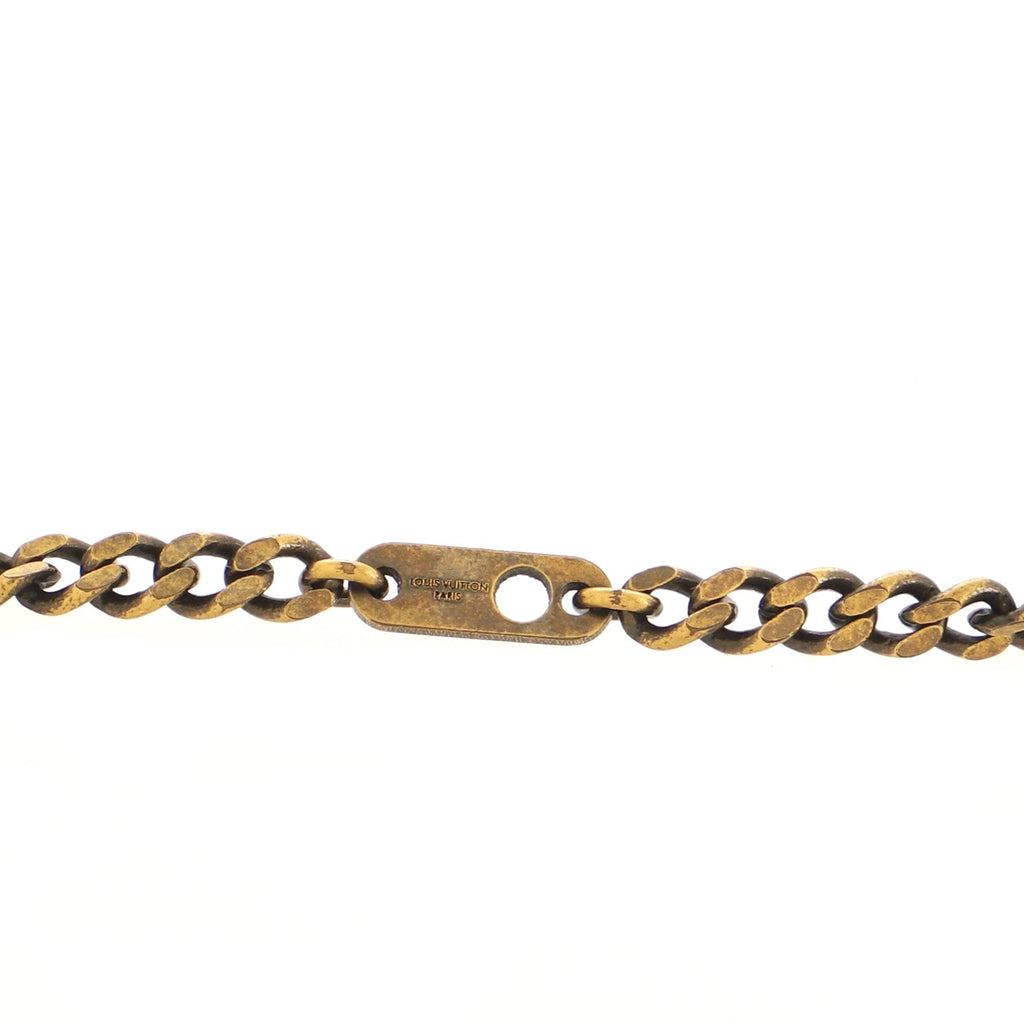 LV Wood Pendant Necklace Metal