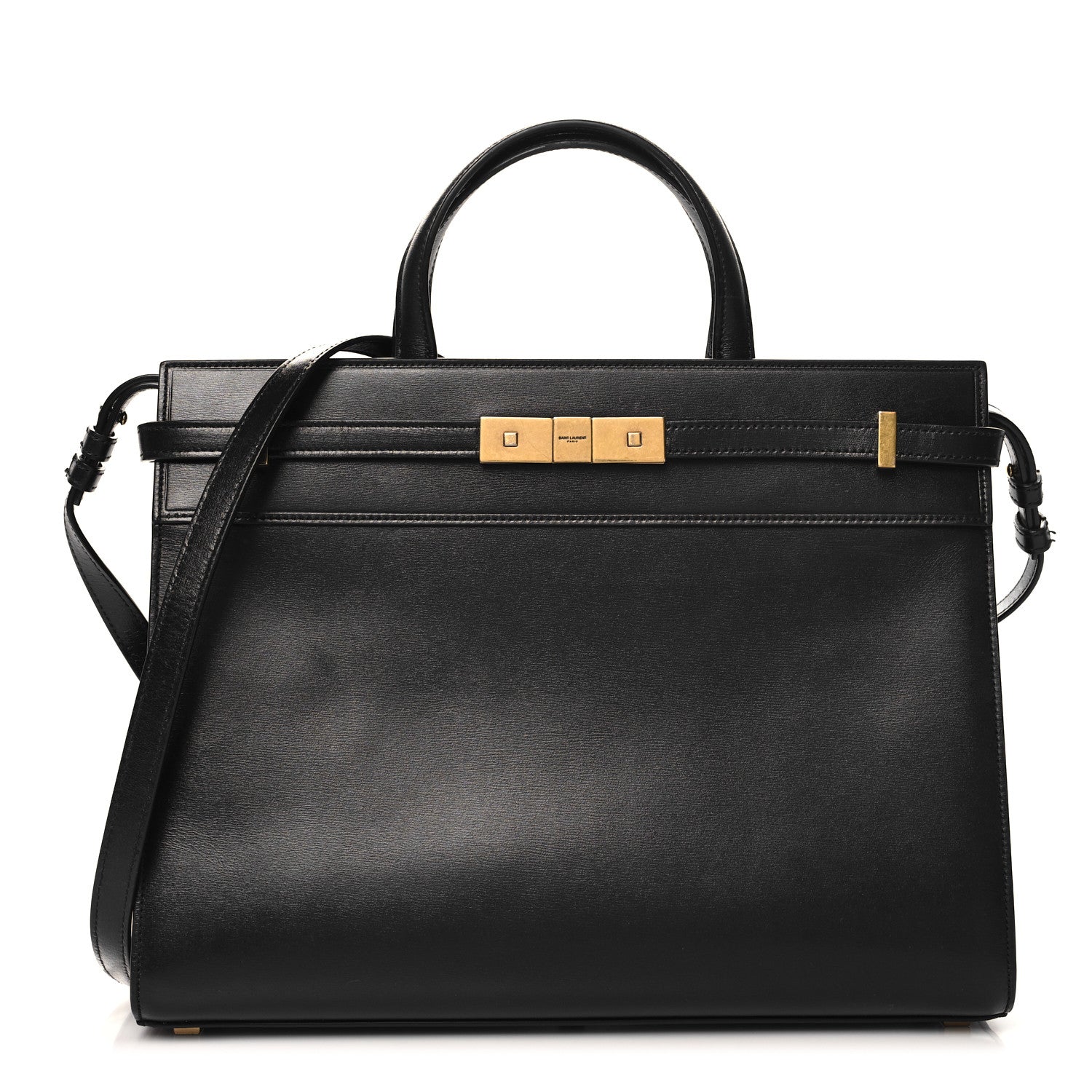 Calfskin Small Manhattan Shopper Tote Black