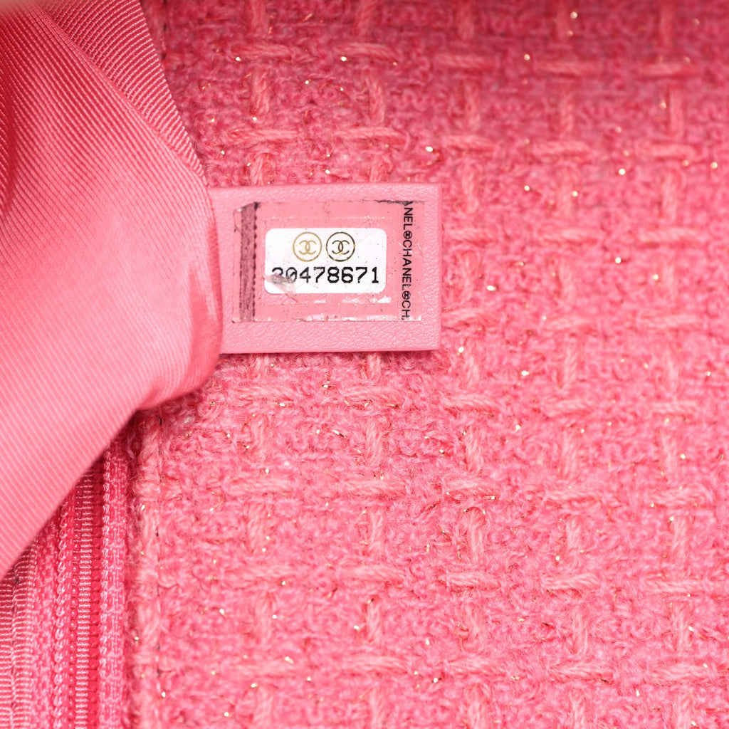 Metallic Tweed Quilted Medium Chanel 19 Flap Pink