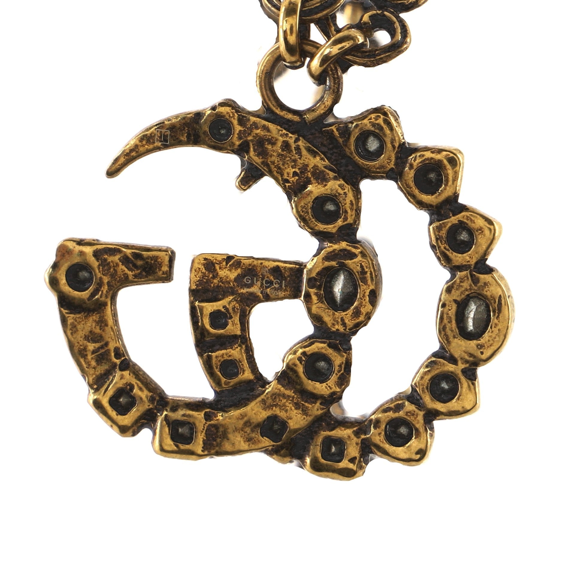GG Pendant Necklace Metal with Crystals