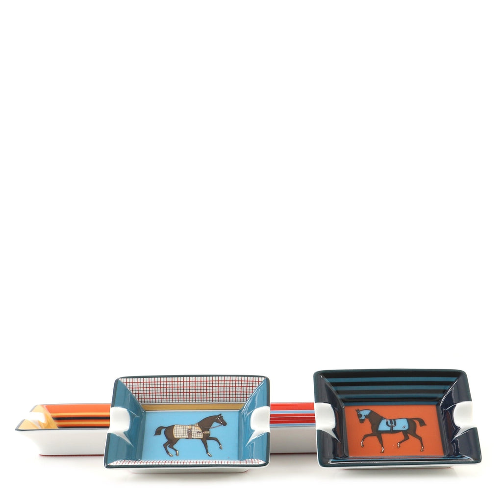 Rocabar a Cheval Set of 4 Mini Ashtrays Printed Porcelain
