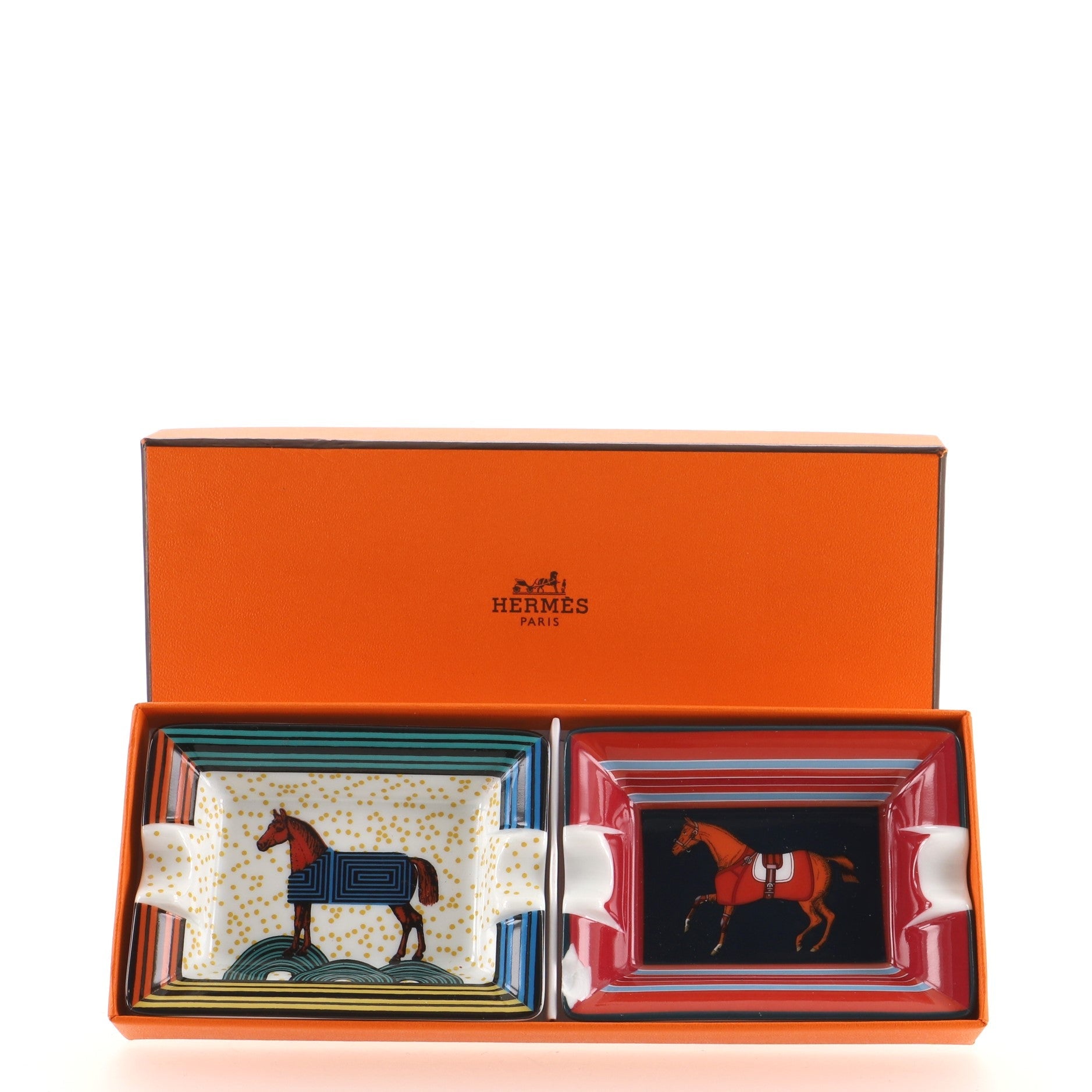 Rocabar a Cheval Set of 2 Mini Ashtrays Printed Porcelain