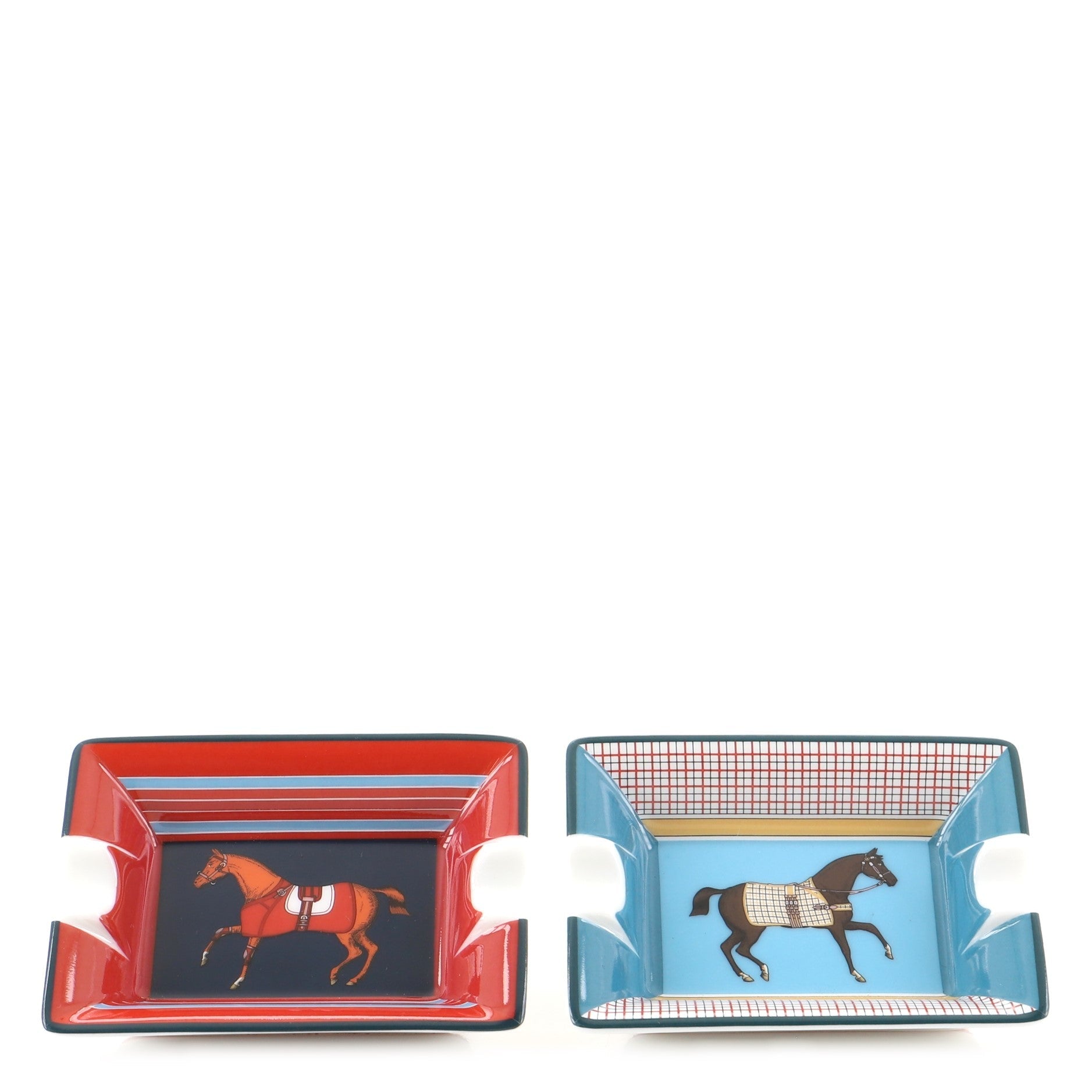 Rocabar a Cheval Set of 2 Mini Ashtrays Printed Porcelain