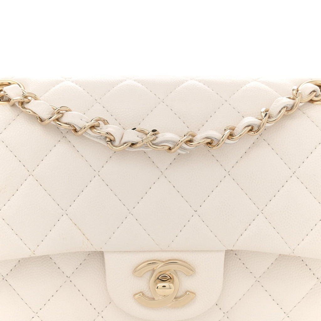 Caviar Quilted Small Double Flap White
