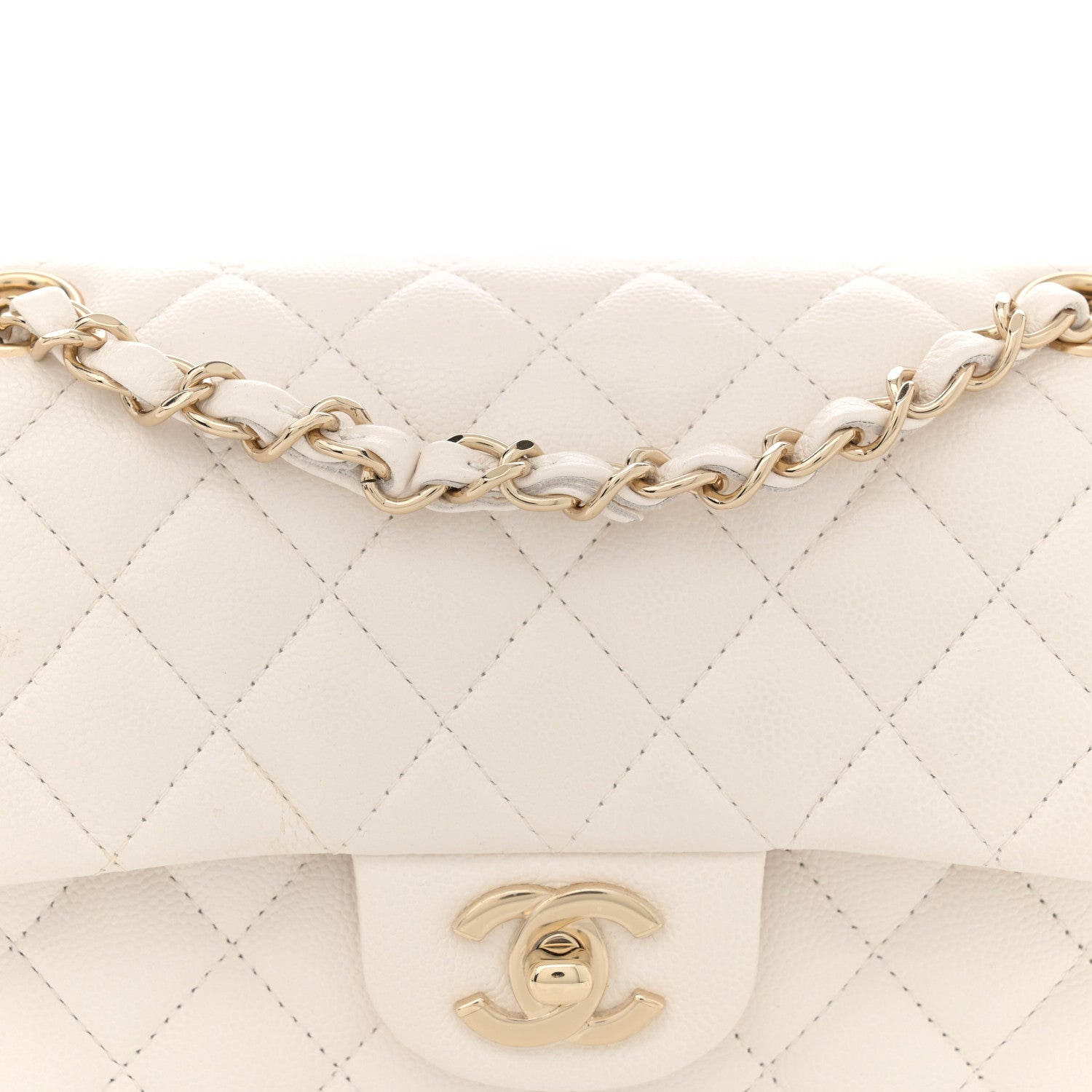 Caviar Quilted Small Double Flap White